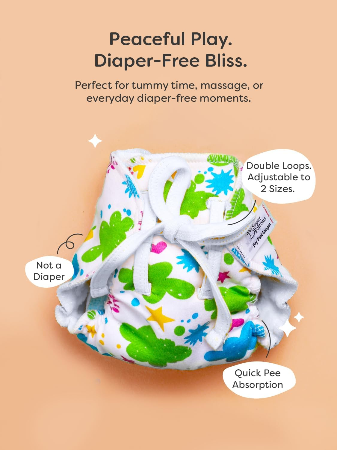 Superbottoms Dryfeel Baby Langot 0-6 Months L Organic Cotton Modern Baby Nappy L Mess-Free Langot with Gentle Elastics L Super Dryfeel Top Layer L Diaper-Free Time Essential | 3 Pack image number 5
