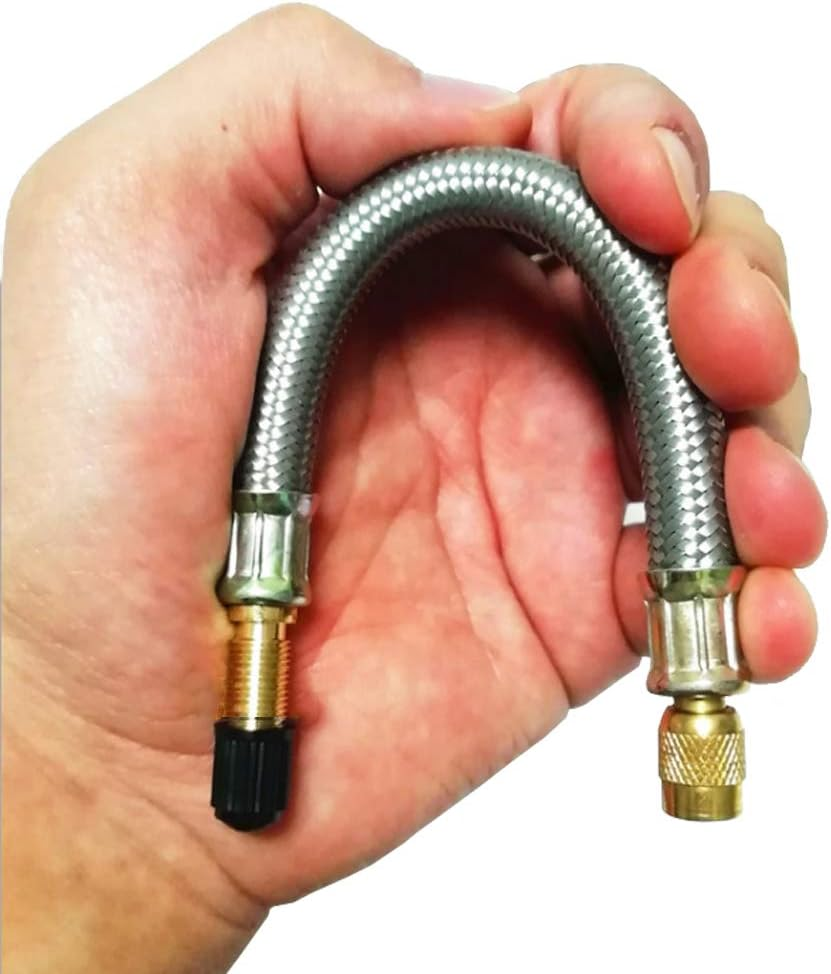 Ianulus Valve Extension, 4 Pieces Tyre Valve Extenders Adapter, Extension Tire Valve Adaptor with 2 Clamps for Heavy Vehicle Tire Wheel like Camper, Truck, Bus, Rv Car, Trailer (18Cm/7.08Inch) image number 5