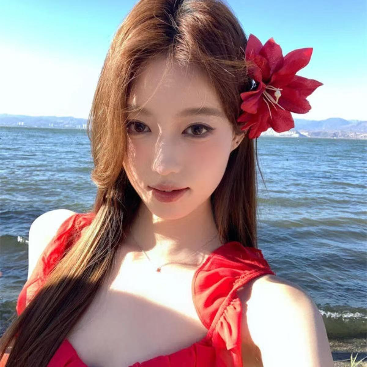 Onlvmyur Set of 8 Flower Hair Clips Plastic 8 Cm Flower Clips Hair and 2 Simulated Flower Hair Clips Set for Girls Women image number 5