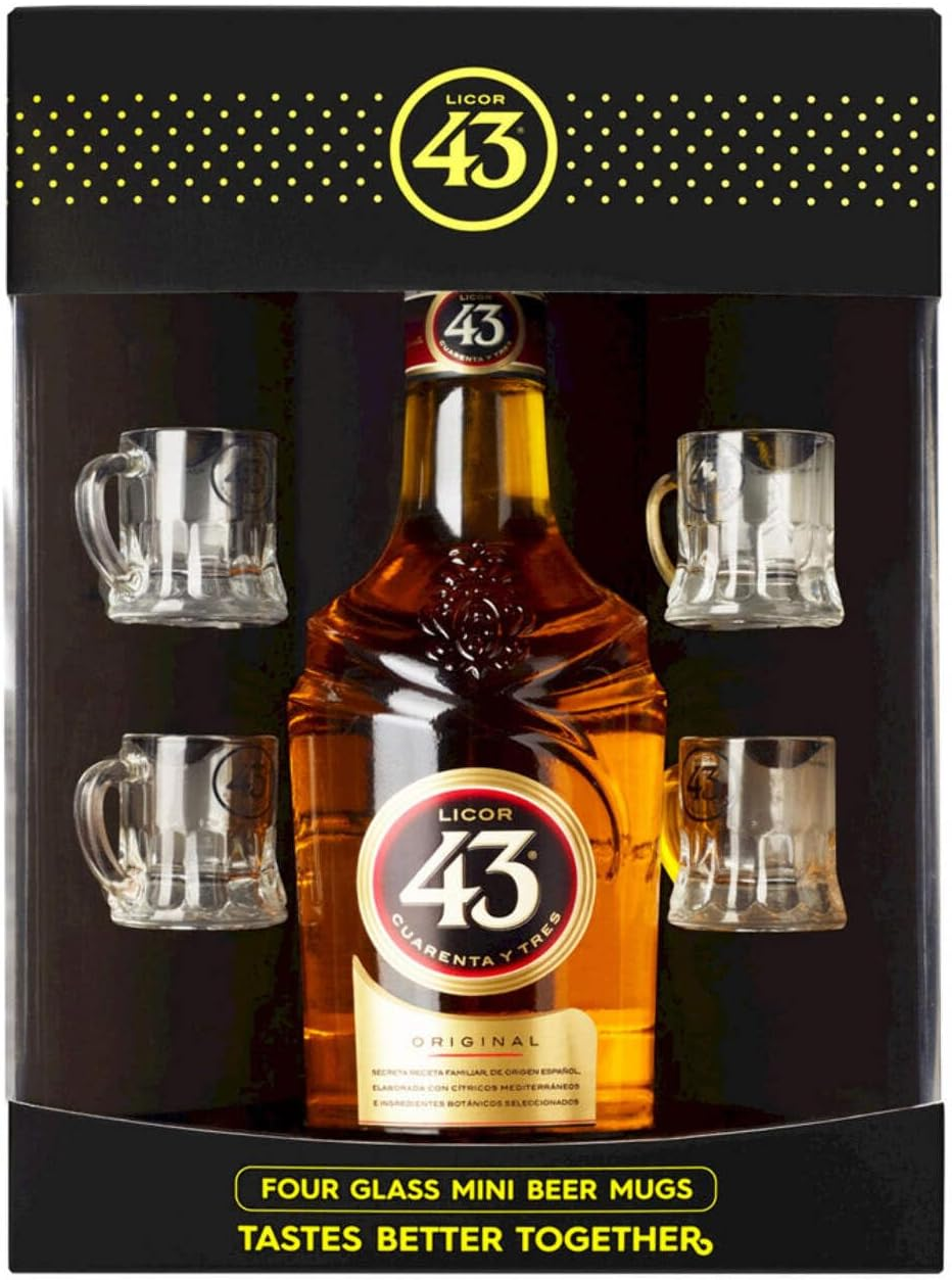 Licor 43 + 4 Mini Beer Glass Pack 700Ml