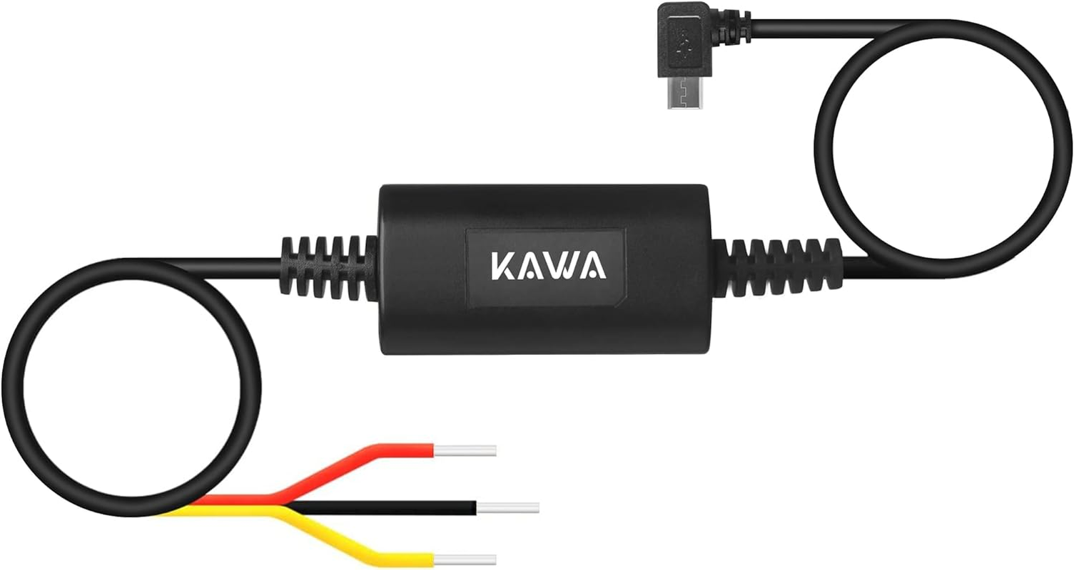 KAWA Dash Cam Hardwire Kit, Compatible with D6 / D5 Dash Cam, Micro USB Port 11Ft Hard Wire Kit, Converts 12V-24V to 5V, 24H Parking Monitor Mode, Low Voltage Protection(Not Adapt to D8 / D10 /MINI 3) image number 2