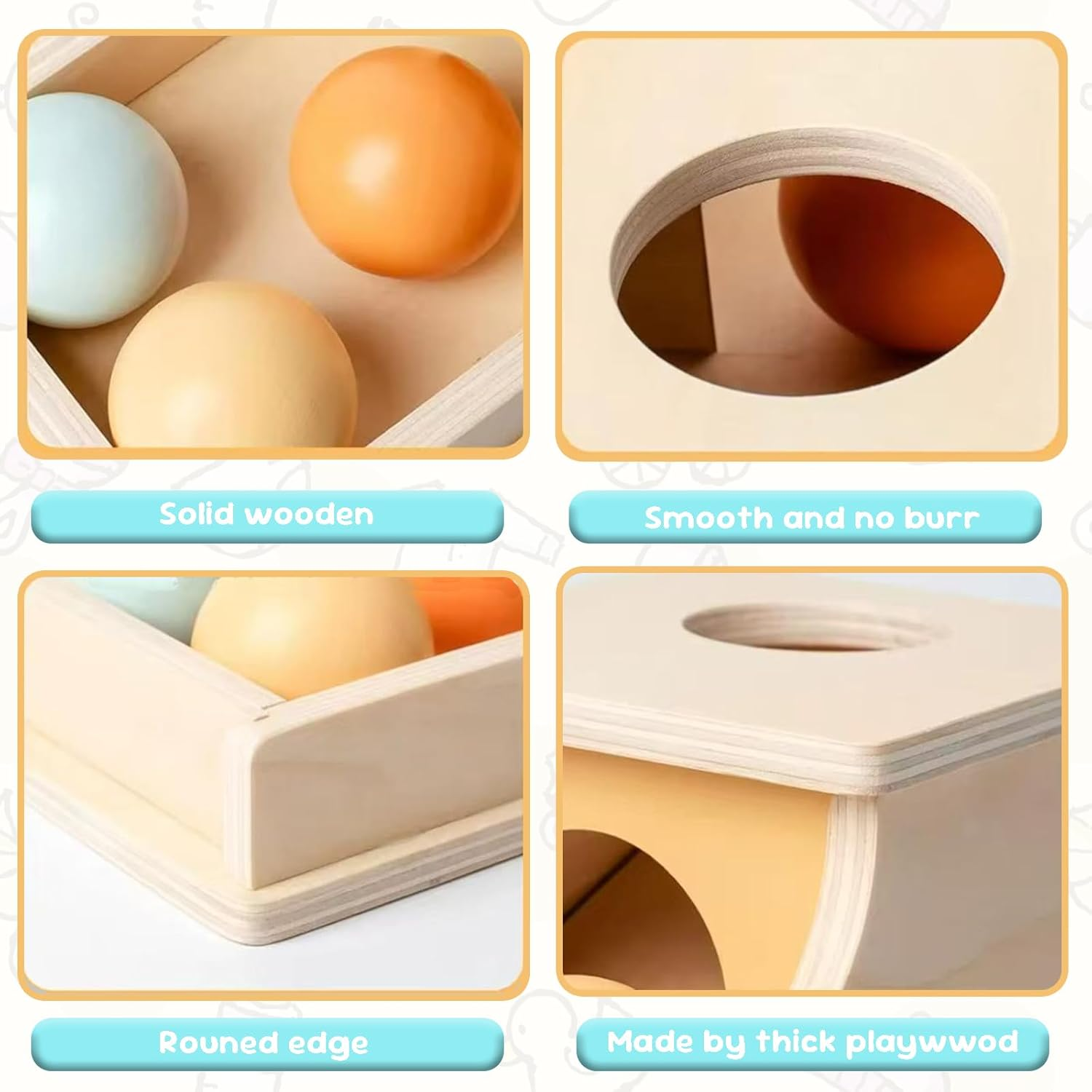 Montessori Toys for Babies 6-12 Months, Object Permanence Box Wooden Ball Drop Toy, Early Learning Toy Play for 6 Month to 3 Year Old Toddlers and Infants image number 3