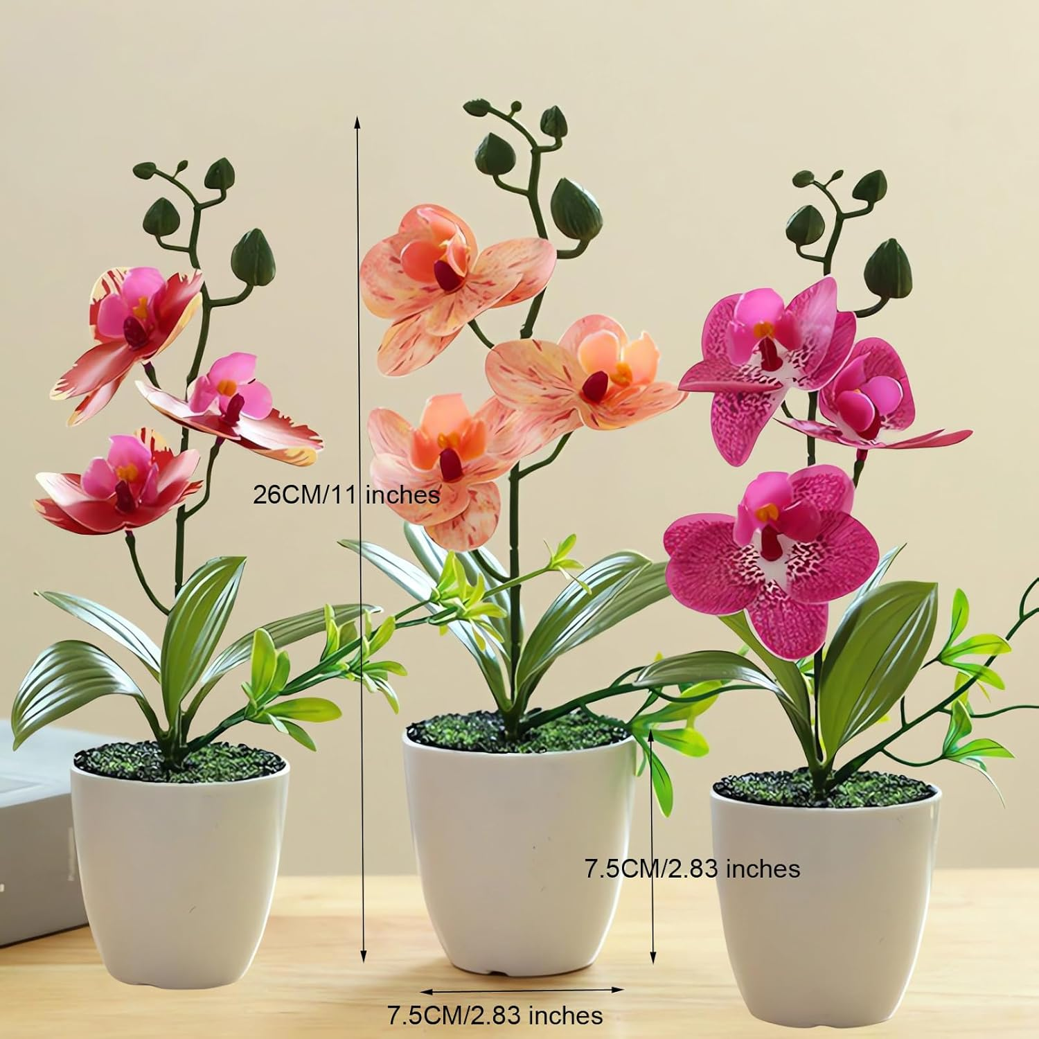 Artificial Flowers with Vase, Artificial Flowers in Vase, Fake Flowers Home Flower Arrangement, Balcony, Hallway, Garden, Bedroom, Living Room, Dining Table Decoration Flower A160 (C Set of 2)