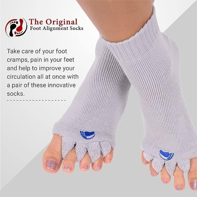 Foot Alignment Socks with Toe Separators by My Happy Feet | for Men or Women | White image number 4