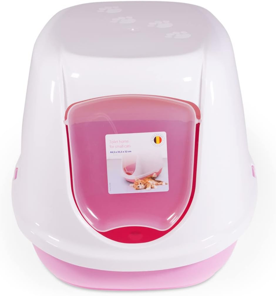 Savic Cat Litter Pan Duchesse with Door, 44 X 35 X 32 Cm, Pink-White image number 1