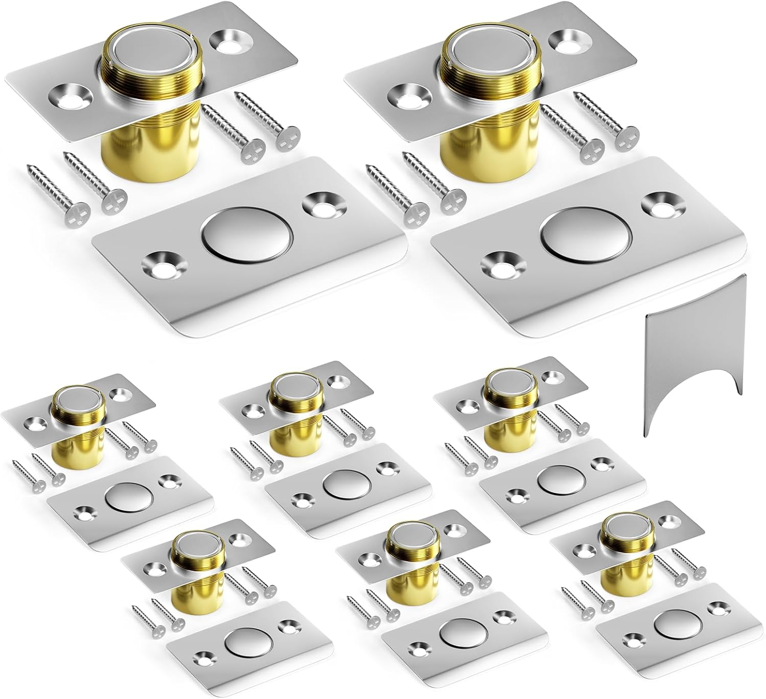 Tonitrui Silent Ball Catch, Adjustable Strong Magnet Door Catch，Using Noise Free, Replacing Door Ball Catch, with Identical Installation Dimension(2 Pack, Silver)