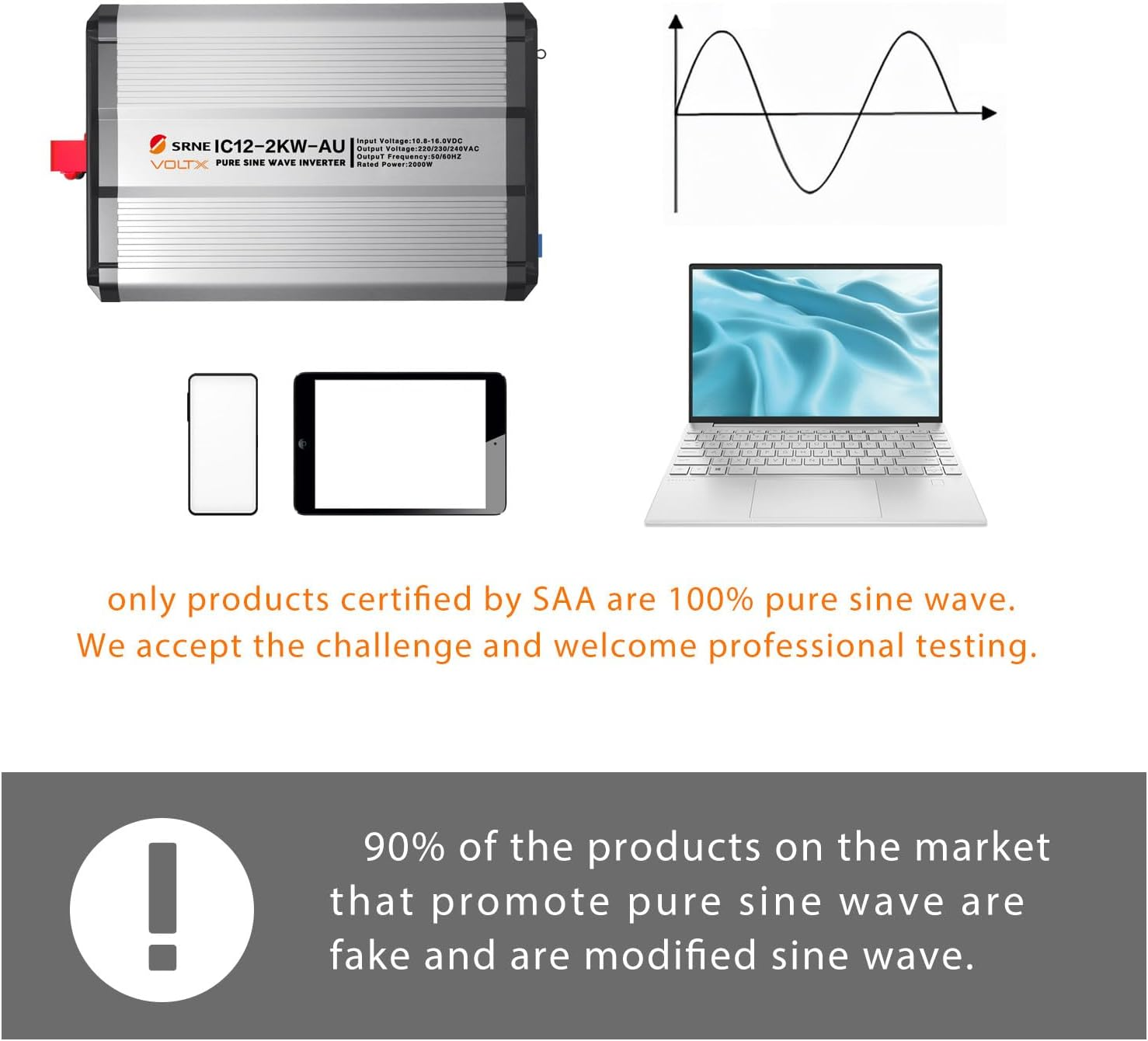 Voltx 12V 2KW Pure Sine Wave Inverter + LCD Display image number 4