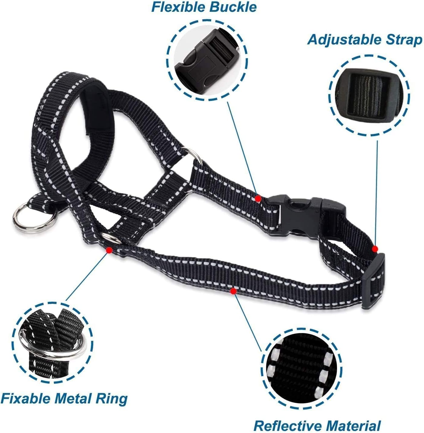 Dog Head Halter with Reflective Safety Strap Stop Dog'S Pulling, Dog Head Collar for Small Medium Large Dogs(M,Black) image number 3