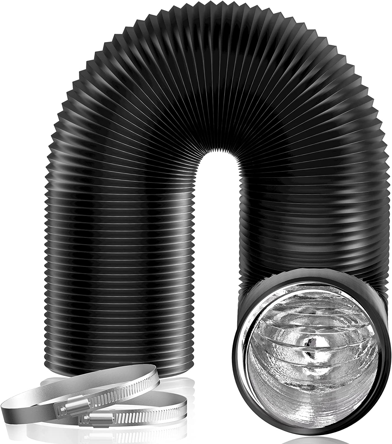 Hon&Guan 75Mm Flexible Ducting, 2.5M Long Dryer Vent Hose, Air Duct for HVAC Ventilation, Grow Tents, Kitchen (3", 8 FT) image number 3