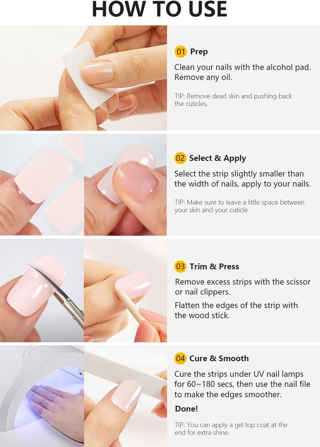 Semi Cured Gel Nail Strips (Burgundy Red), 20 Pcs Gel Nail Wraps, Stickers, UV Light Required, Salon Quality, Long Lasting (Jelly Pink)