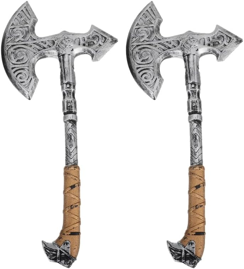 PACKOVE 2Pcs Ax Prop Battle Warriors Knight Costume Cosplay Axe Dwarf Horror Props Halloween Horror Props Foam Axes Cosplay Costume Trick Plastic image number 6