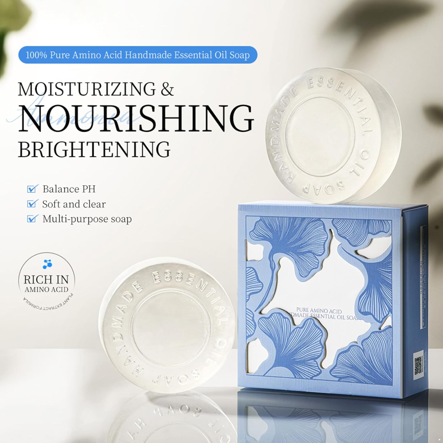 Miutii Natural Handmade Coconut Oil Soap Bar for Moisturizing Gentle Cleansing Skin Care Vegan Cruelty Free White One Size image number 6