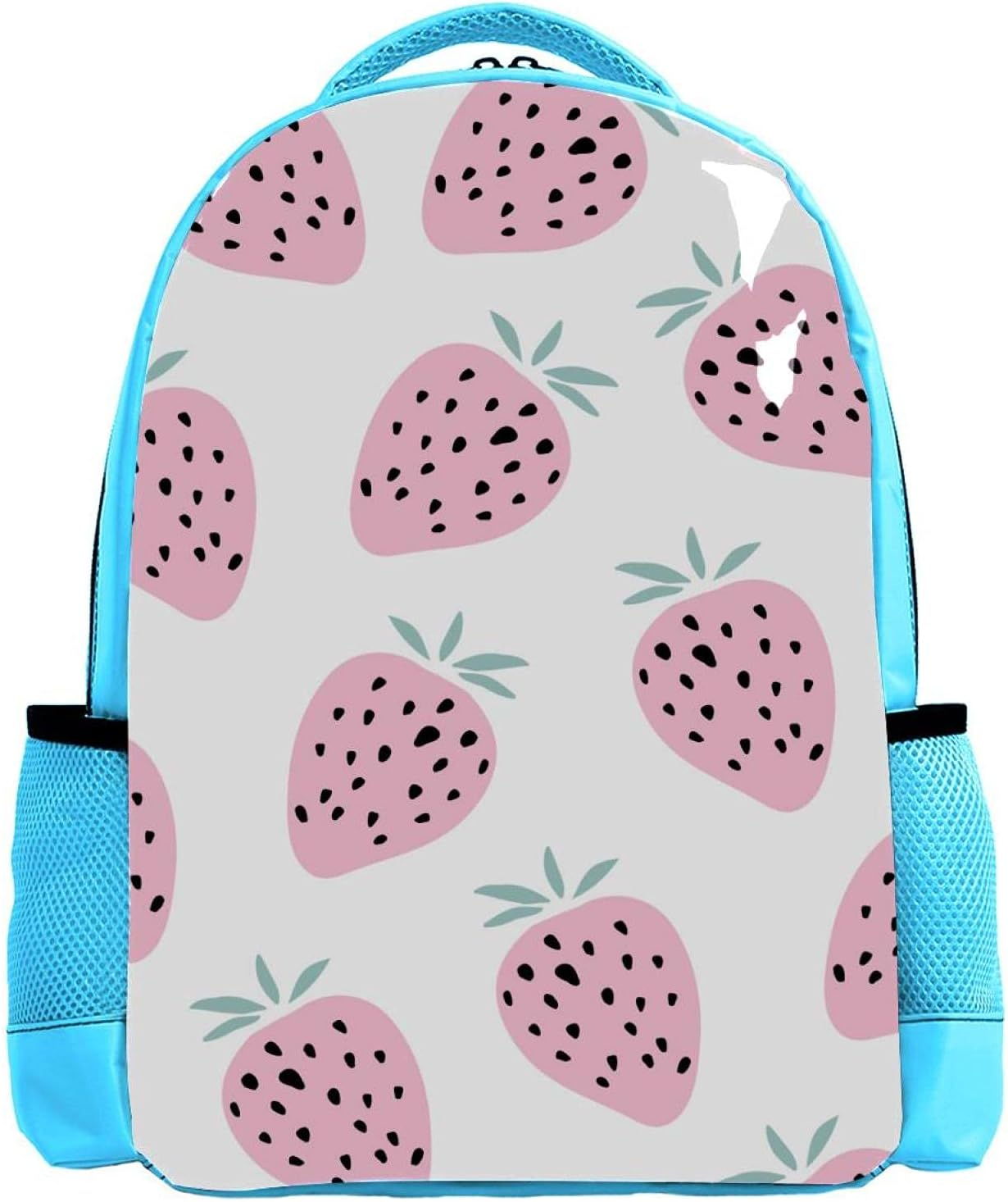 Blue Backpack Boy Bookbags Rucksack Men Travel Handbag Daypack Pink Summer Fruit Strawberry image number 6