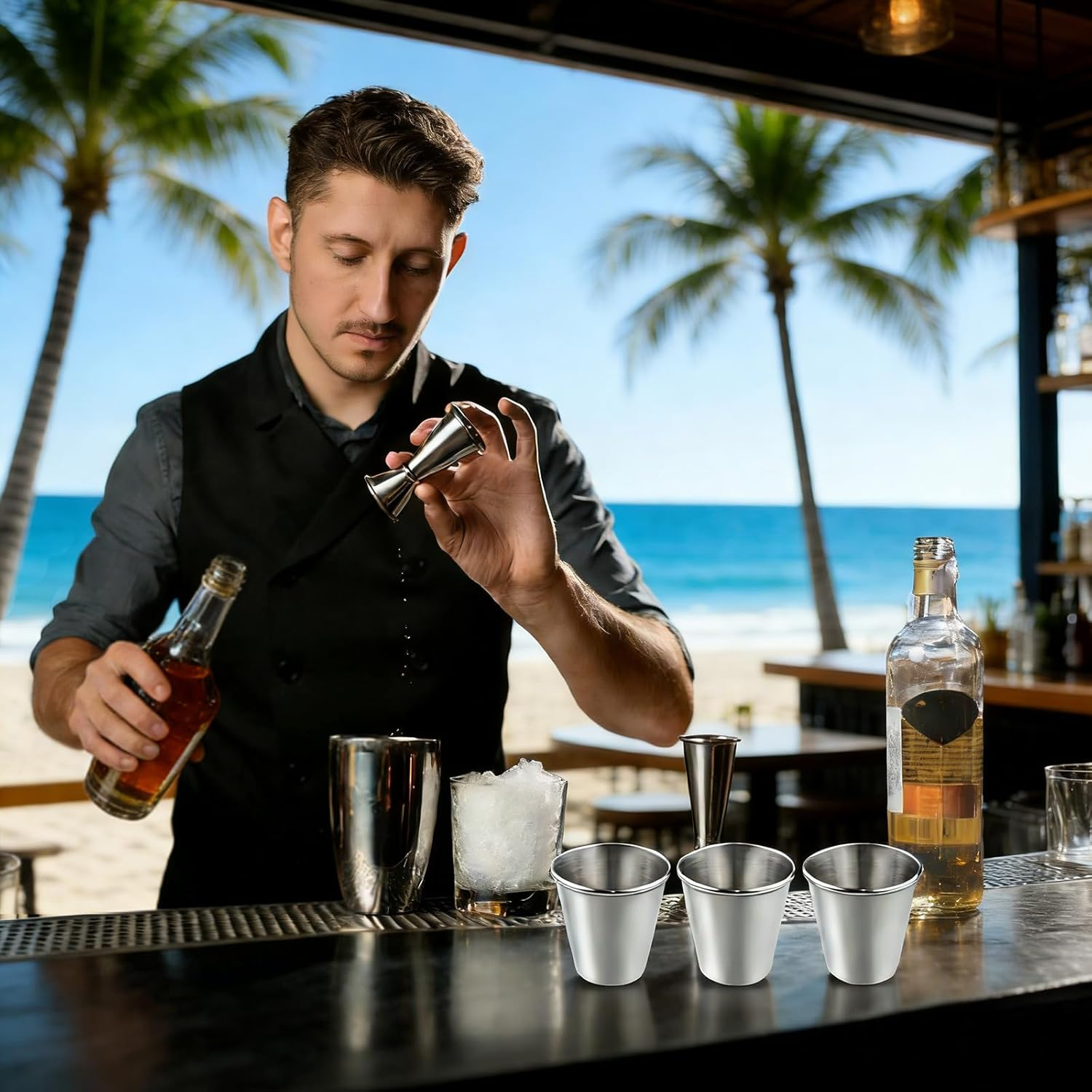 12 Pack Stainless Steel Shot Cups 1 Ounce Metal Shot Glass Drinking Vessel for Home Bar Restaurant Camping Party & Travel Use(30Ml) image number 5