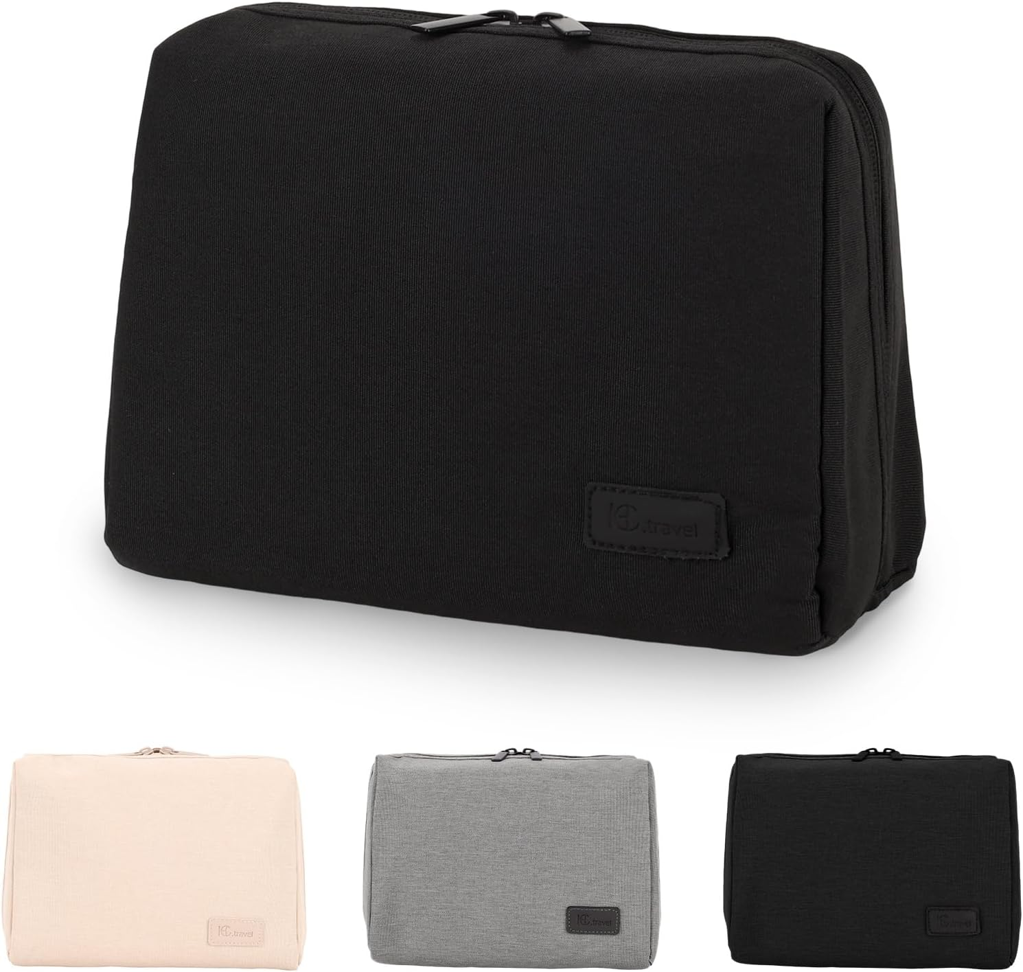 Supcomsta Make up Bag, Makeup Bags for Women, Travel Makeup Bag with RPET Recycled Fabric, Eco-Friendly Cosmetic Bag, Water-Resistant & Durable Travel Cosmetic Bag (Black)