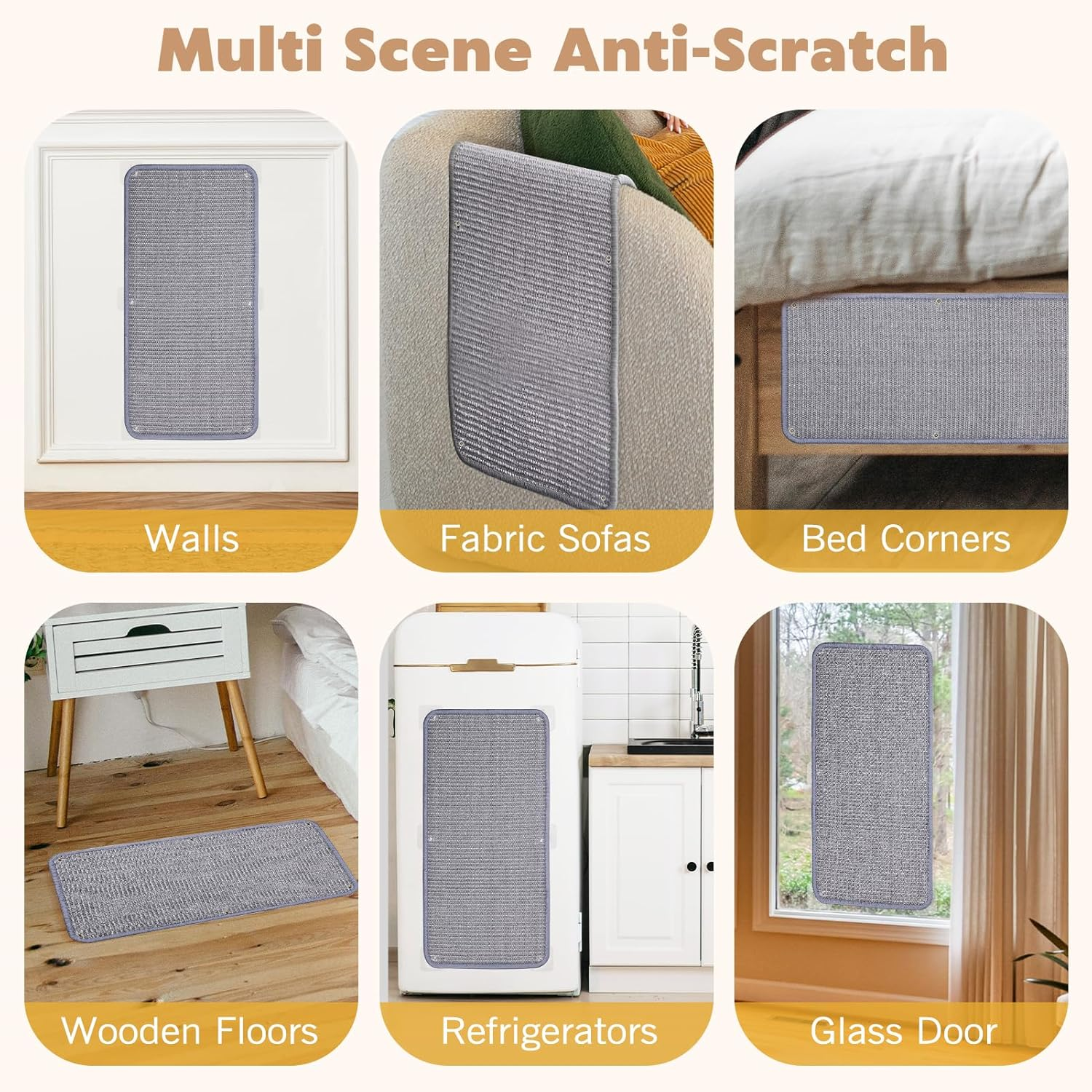 VABNEER Sisal Scratching Mat for Cat Wall Sofa, 60 X 30 Cm, Pack of 2, Grey Sisal Mat, Scratch Rug for Furniture Protection image number 5