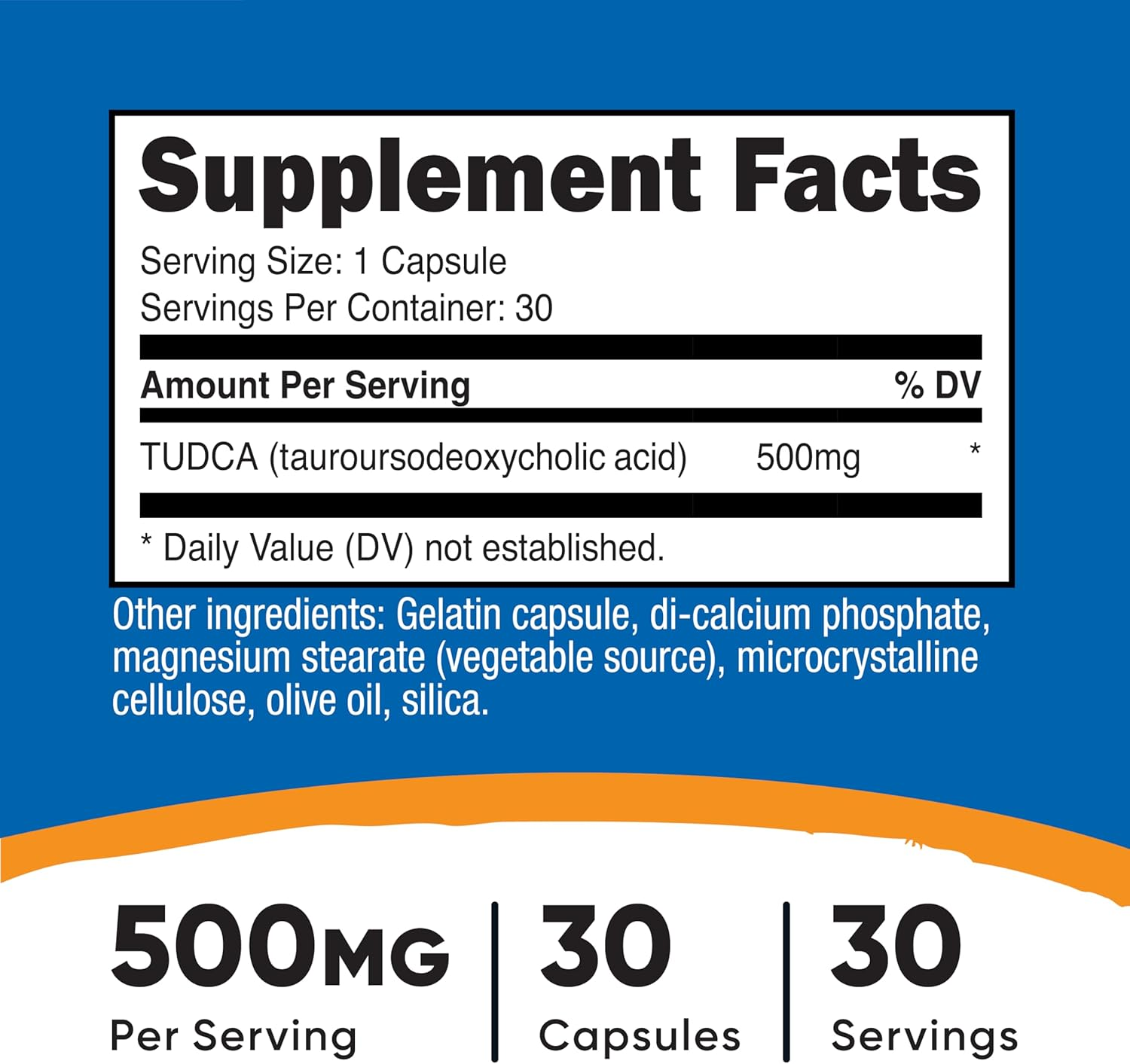Nutricost Tudca 500Mg, 30 Capsules (Tauroursodeoxycholic Acid) - Premium Quality, Gluten Free image number 3