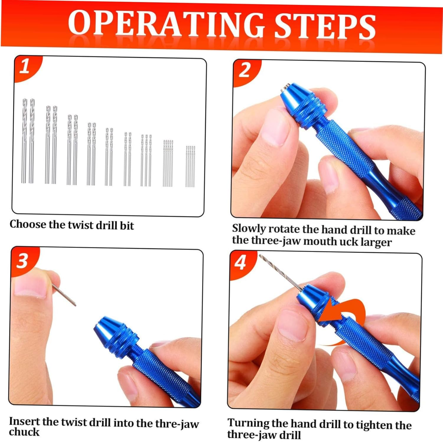 HOMSFOU 76Pcs Hand Drill Set Pin Vice Mini Drill Bits for Woodworking Electronics Assembly Model Making Lightweight and Portable image number 3