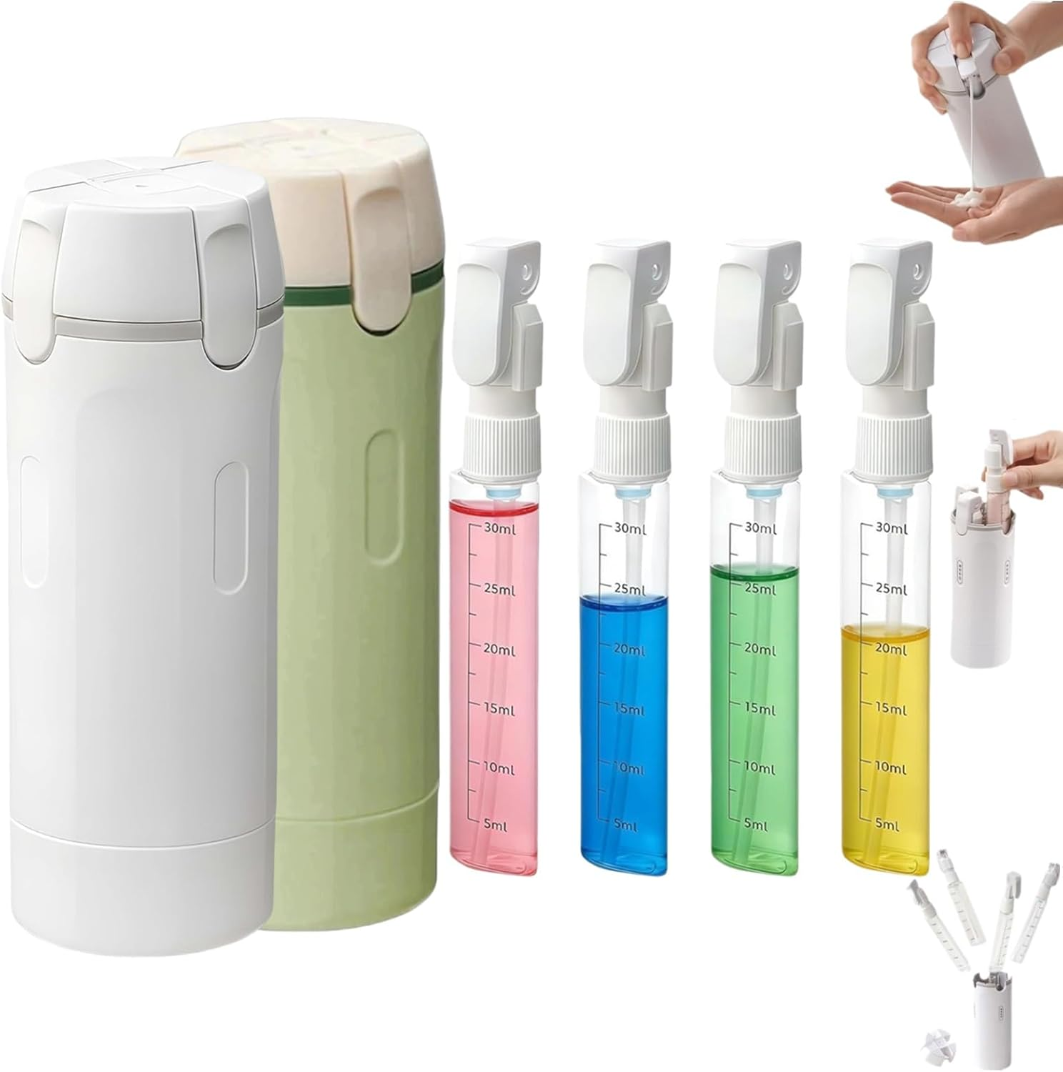 4-In-1 Travel Dispenser Bottle for Toiletries Portable Leak Proof (4Pack 30ML Transparent) - Silicone Squeeze - Travel&Camping&Business Trip(2Pcs)