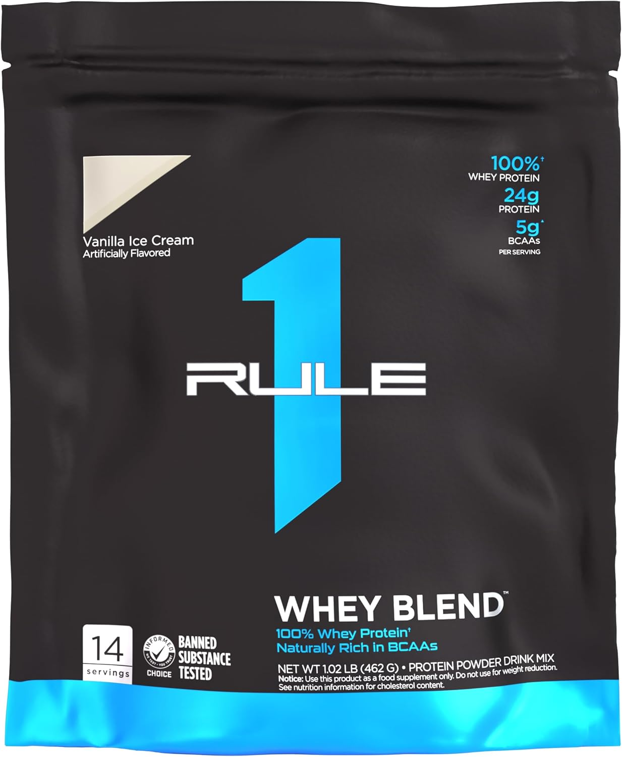 Rule1 R1 Whey Blend Powder 462 G, Vanilla Ice Cream (14 Servings) image number 1
