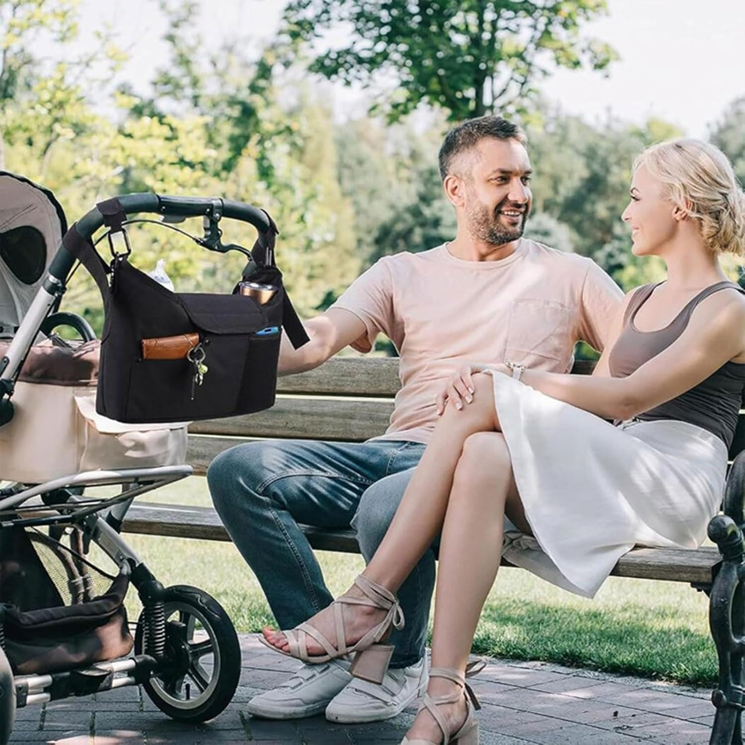 Yxvyxymyxxg​ Stroller Hooks with Dual Attachment - 5Pcs,Adjustable Hooks with Velcro & Carabiner, for Diaper Bags, Groceries and Purses, Fits Most Stroller Models image number 2