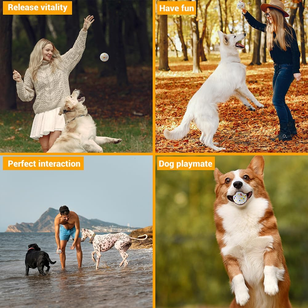 LIEVUIKEN Dog Balls Toys for Aggressive Chewers, Indestructible Bouncy Floating Balls for Dogs to Fetch, Durable Solid Rubber Ball for Training (2 PCS)