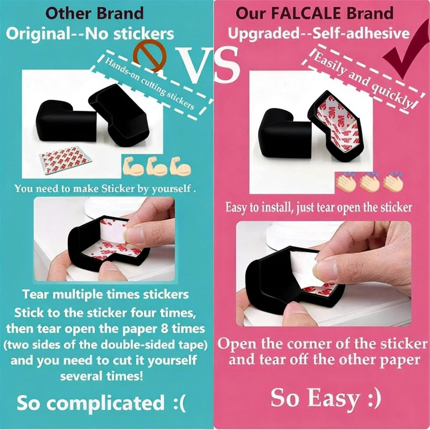 Chionwen 12 Packs Baby Safety Corner Guards (Black) - L-Shaped NBR Foam Corner Protector, Non-Toxic Soft Bumpers for Table, Desk, Sofa Baby Proofing, Easy Installation with Adhesive Tape