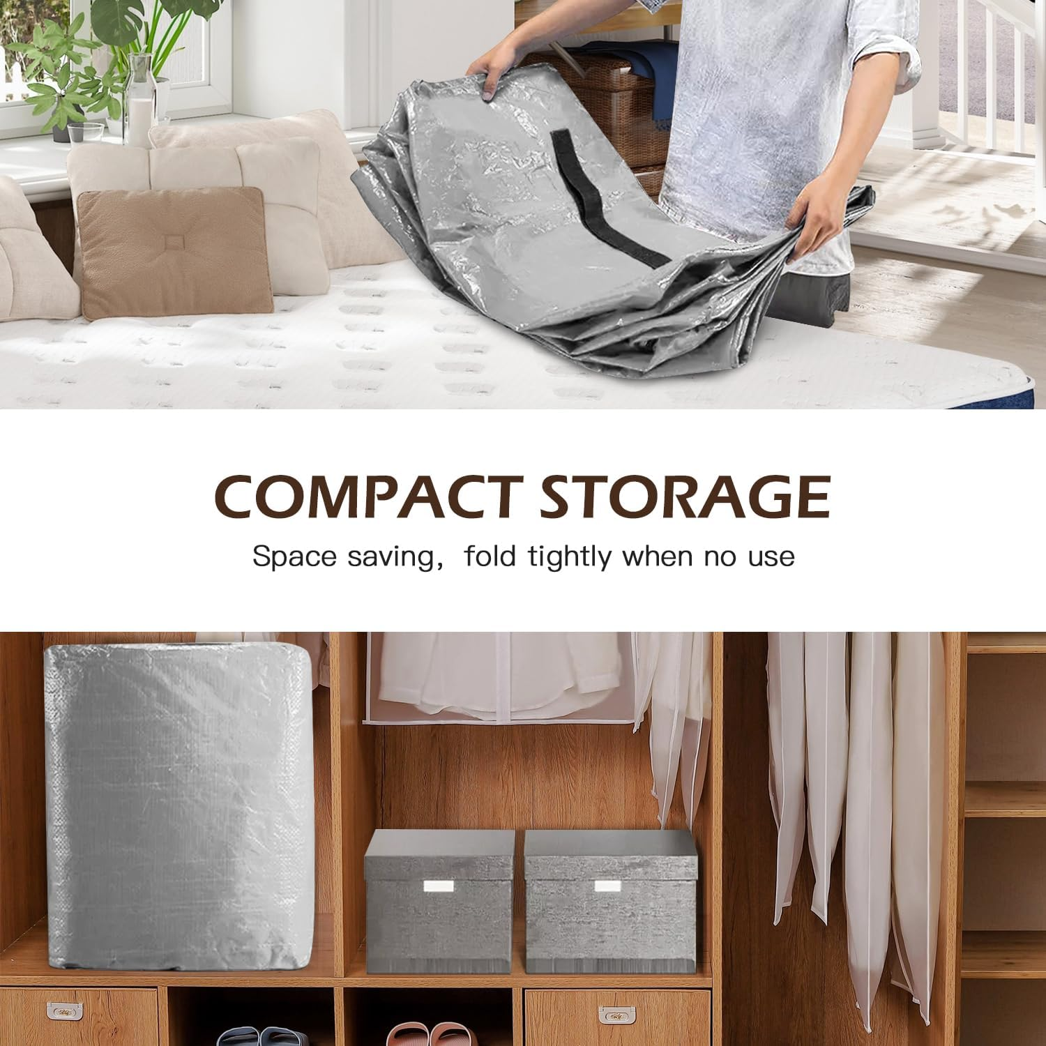 Generic King Single Mattress Protector Cover, Reusable Waterproof, Silver, 207X110X38Cm, 8 Handles, 2 Zippers image number 6