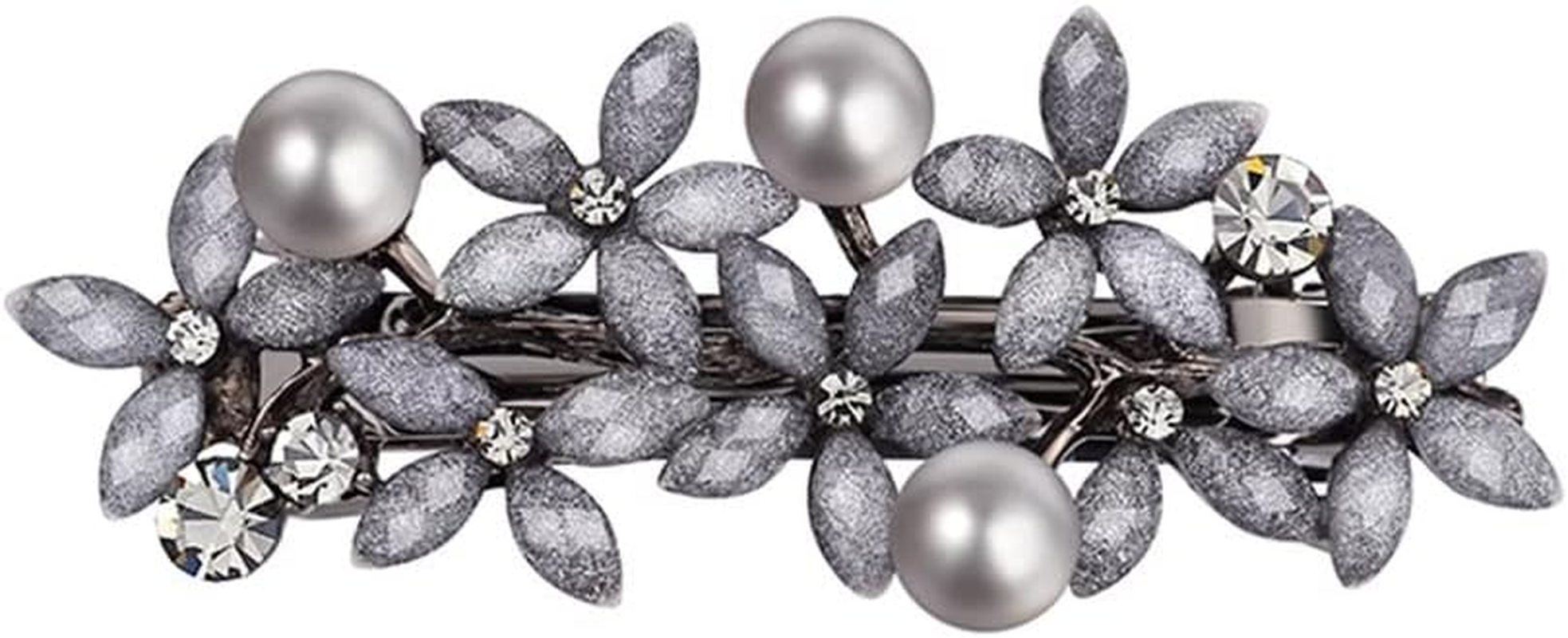 Alligator Clip,Headdress,Hair Clamp,Hairpins,Hairpin Rhinestone Pearl Clip Headdress behind the Head Mother Word Clip Horizontal Clip Spring Clip (Color : B, Size : 6.5 * 2.8Cm) image number 2