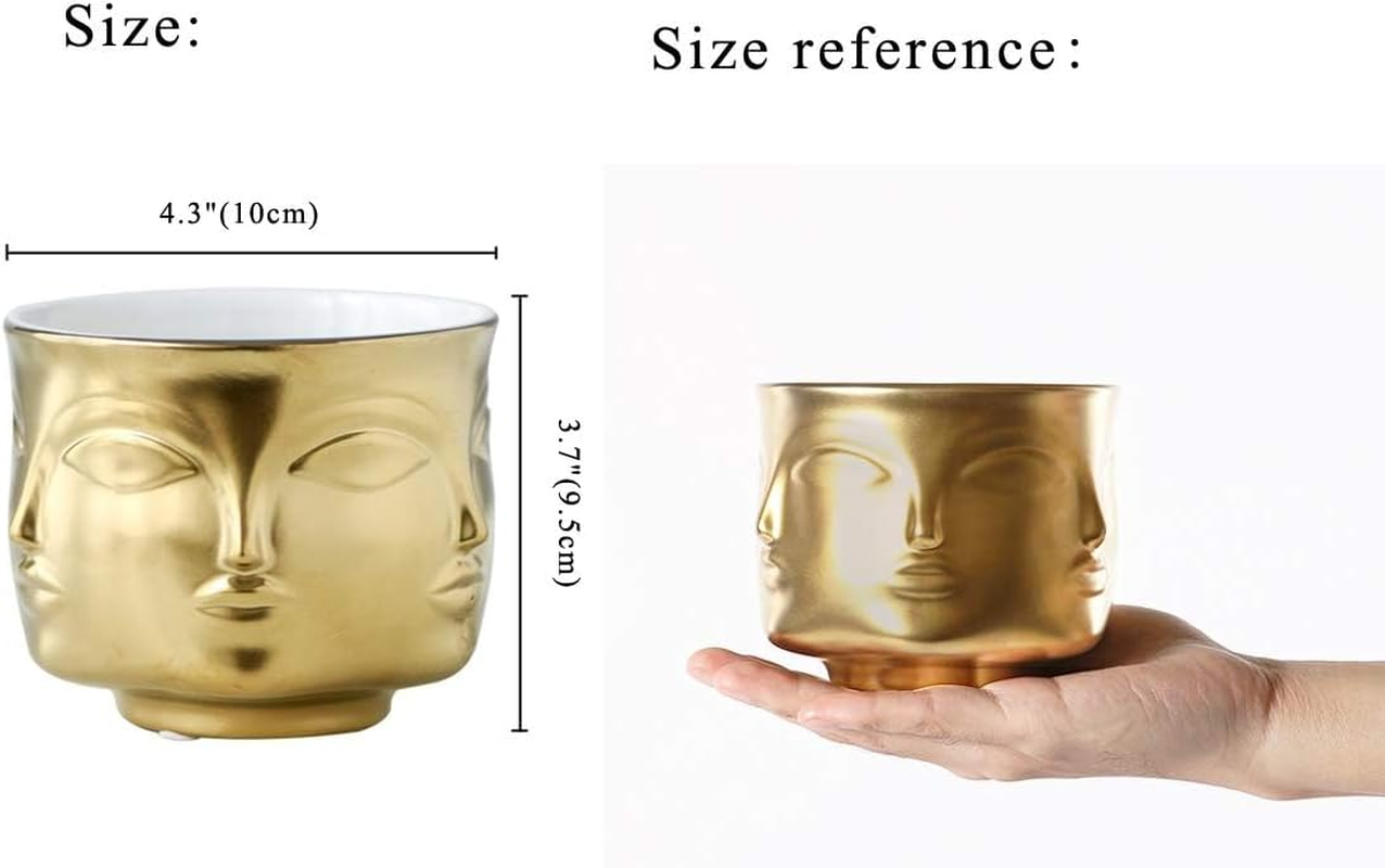 Ceramic Gold Face Planter Head Face Vase Home Decoration Succulent Cactus Indoor Plant Pot Versatility Designs image number 2