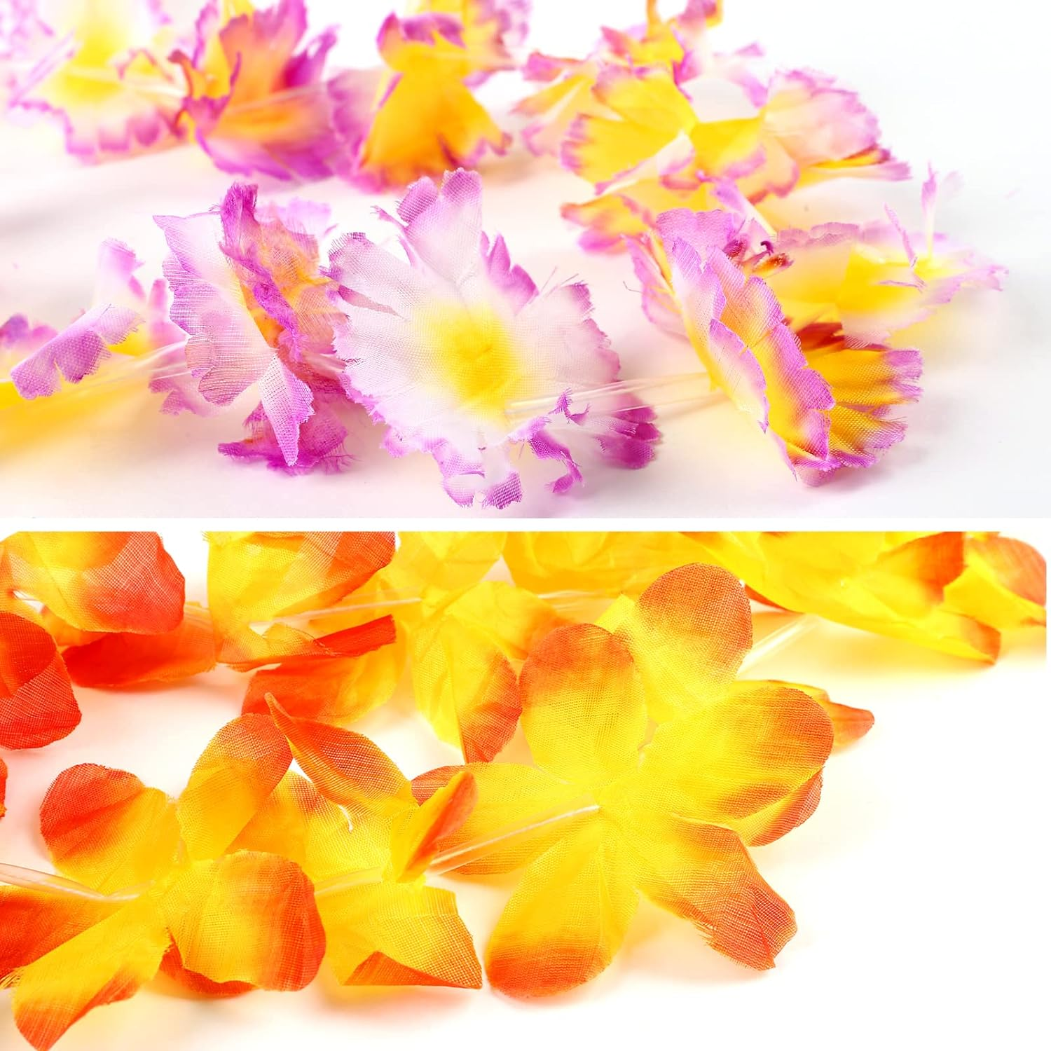 GWHOLE 50 PCS Hawaiian Leis Necklace Tropical Flower Necklace Garlands for Hawaiian Luau Party Decoration image number 2