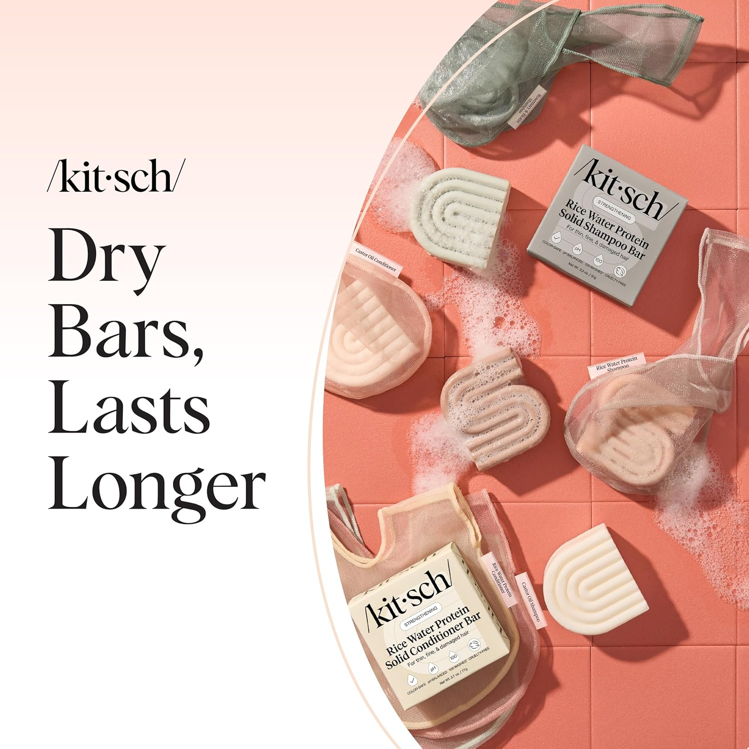 Kitsch Bar Soap Saver Bag - Patented Mesh Bag Soap Holder for Rosemary & Biotin Conditioner Bar with Tag Identifier - Extends Use & Prevents Soggy Mess - Recycled Mesh Beauty Pouch, Eco-Friendly image number 1