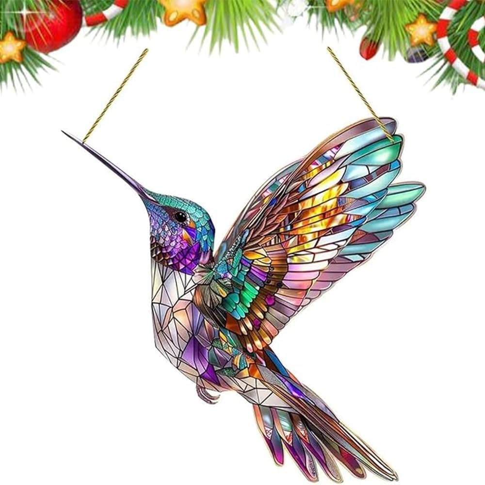 2Pcs Colorful Spirit Birds Window Hanging Ornament,Hummingbird Suncatchers for Windows & Indoor Decor,Acrylic Birds, Colorful Bird Sun Catchers,Christmas Decoration image number 4