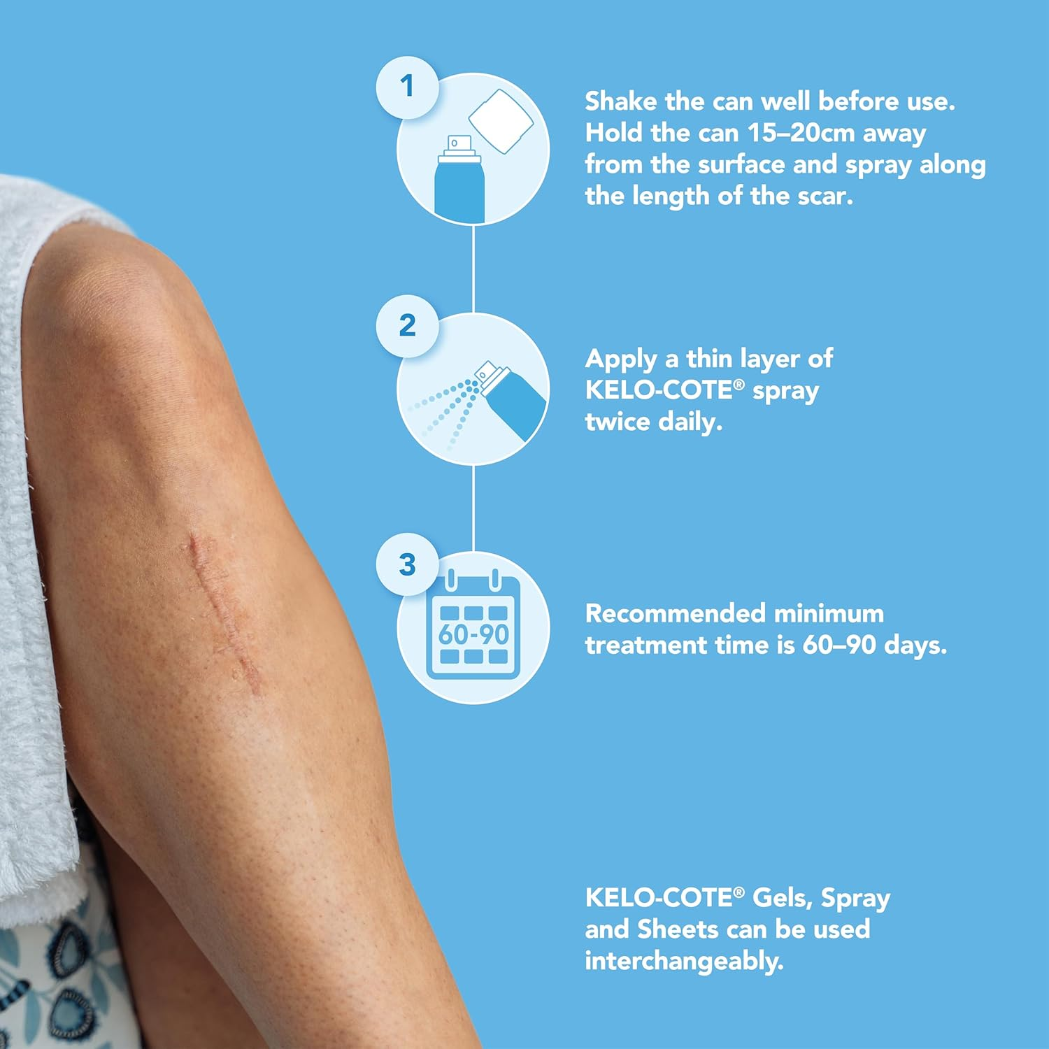 KELO-COTE&reg; Scar Spray &ndash; Clinically Proven, Medical-Grade Silicone Scar Treatment | Prevents & Treats Keloid, Hypertrophic & Burn Scars | Ideal for Large, Sensitive & Hard-To-Reach Scars | Reduces Redness & Discoloration image number 4