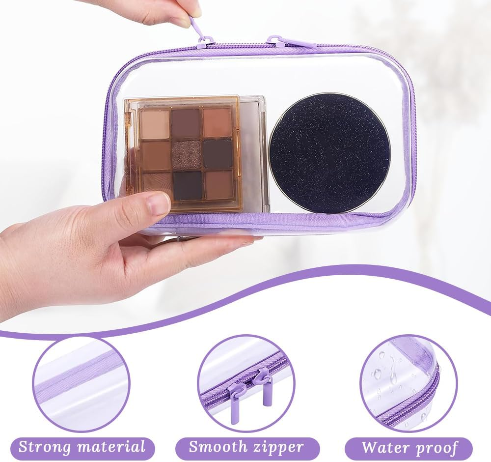 GUDAJIN 4-Piece Transparent Hard Shell Zippered Storage Box, Portable Travel Makeup Bag, Can Store Pencils, Makeup, Building Blocks and Jigsaw Puzzles, Suitable for Home, Travel and Outdoor Use image number 4