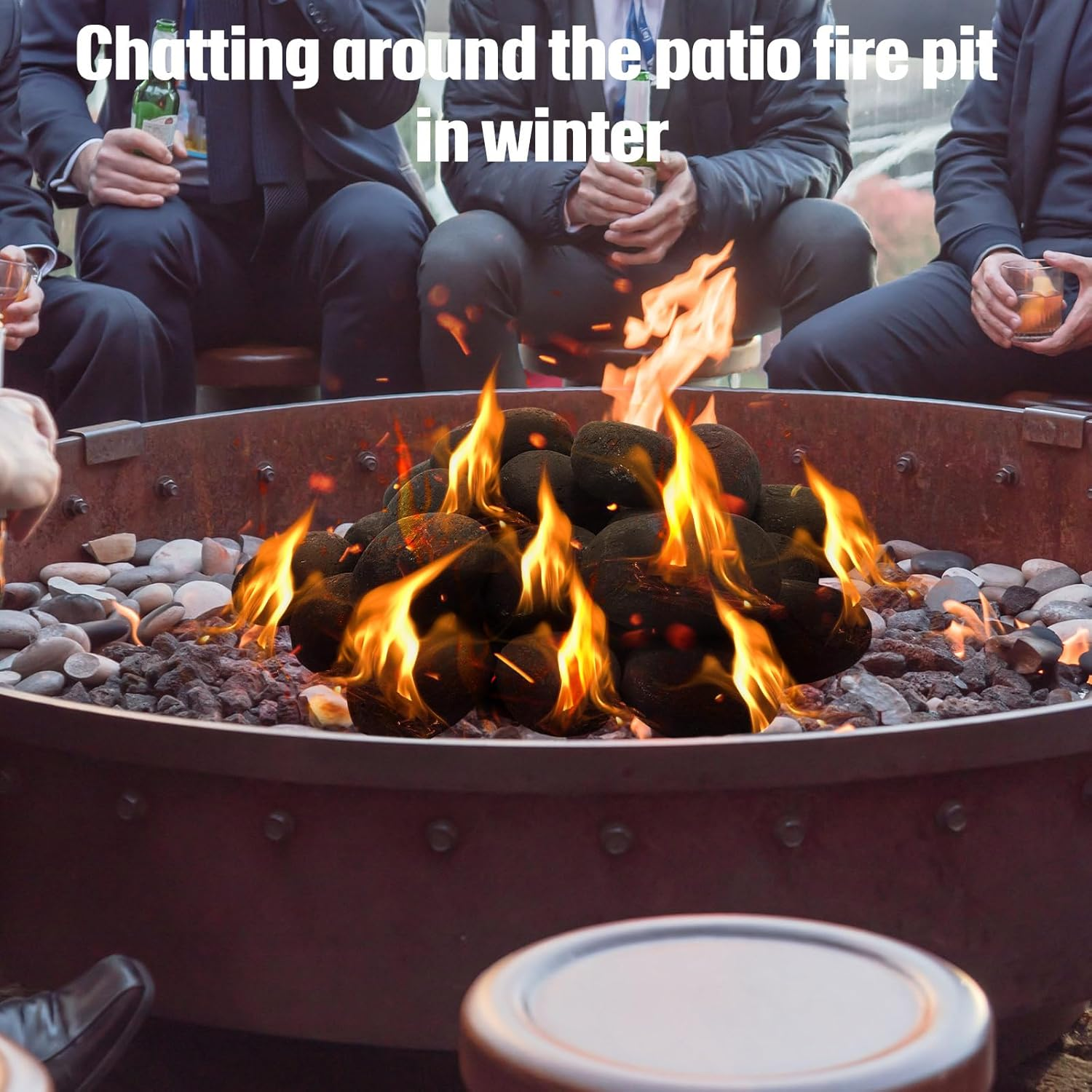 Suzile 48 Pcs Lava Rocks for Fire Pit, 2"-3" Lava Stones Firepit Rocks Lightweight Ceramic Fiber Pebble Stones for Indoor Outdoor Gas Fire Pit and Fireplace(Black) - Gray image number 3