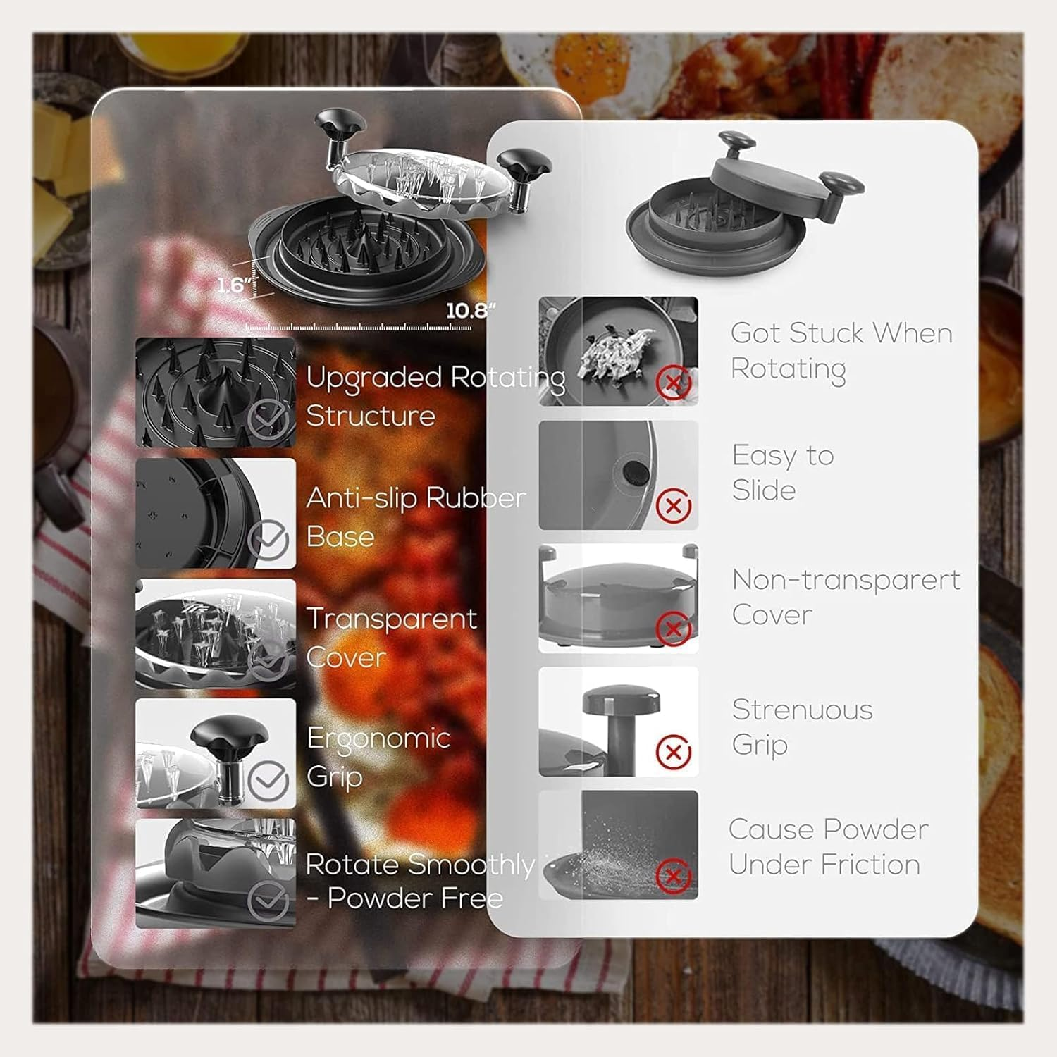 Chickenshredder, Visible Chicken Breast Shredder Tool Twist, Large Meat Shredder Machine - Ergonomic Handle, Dishwasher Safe, Anti-Slip, Cleaning Brush, Heat Resistant image number 5