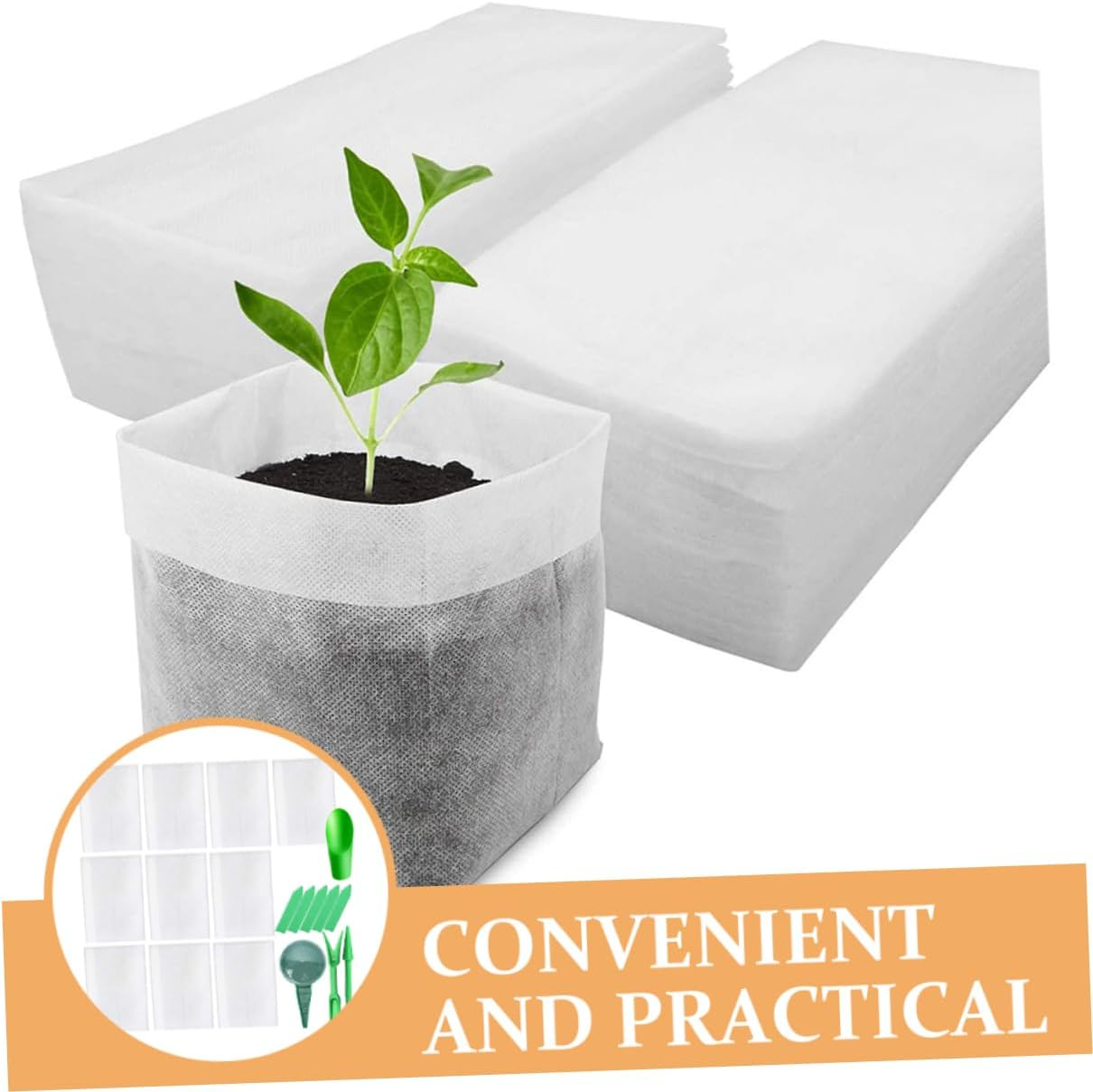 SUPVOX Planting Bags for Succulent Vegetable Herb Growing Non-Woven Plant Nursery Pouches Garden Supplies Grow Bags Flap Biodegradable image number 5