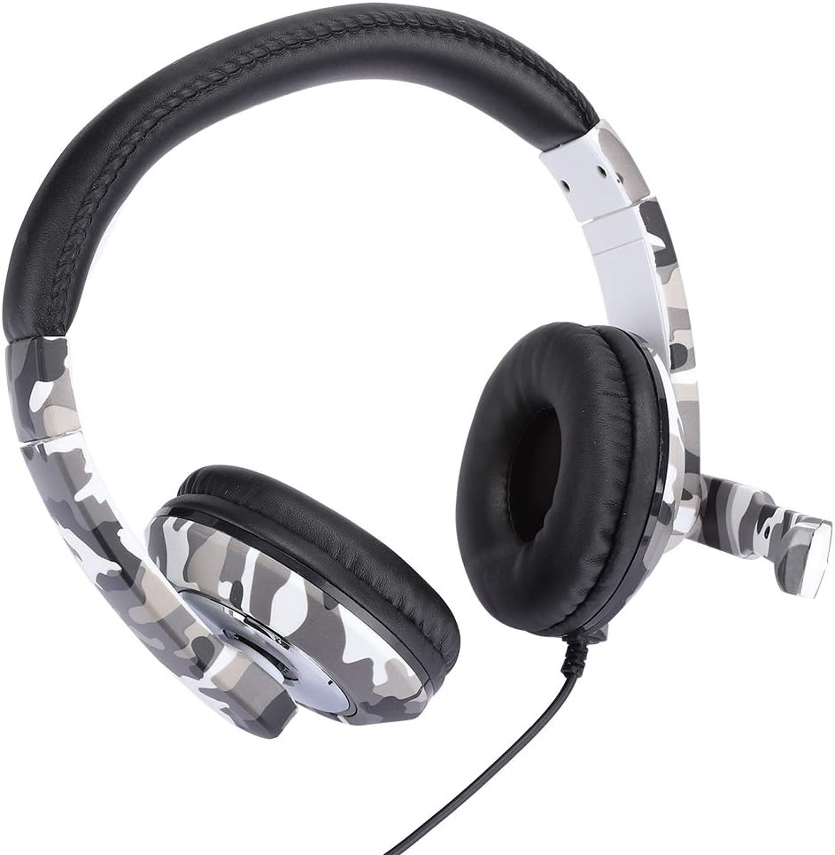 PC Gaming Headphone,3.5Mm Plug Ergonomic Head-Mounted Headset Noise Isolation Gaming Earphone for PS4, PC, Etc - White Camouflage image number 5