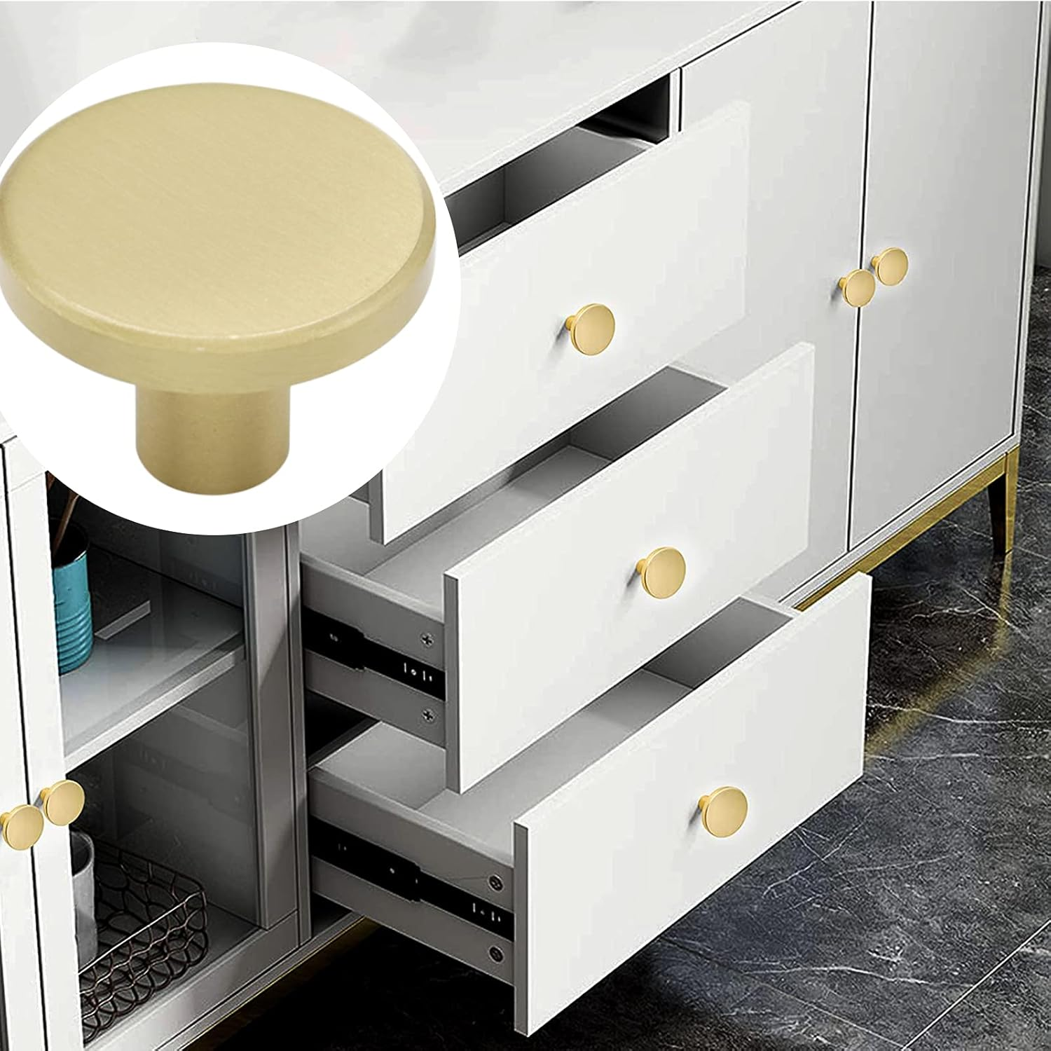 Cabinet Knobs Worthplanet 10 Pack 28 X20Mm Brushed Brass Cabinet Knobs Gold Drawer Knobs for Dresser Drawers Kitchen Bathroom Hardware Door Knobs W200020 (M)