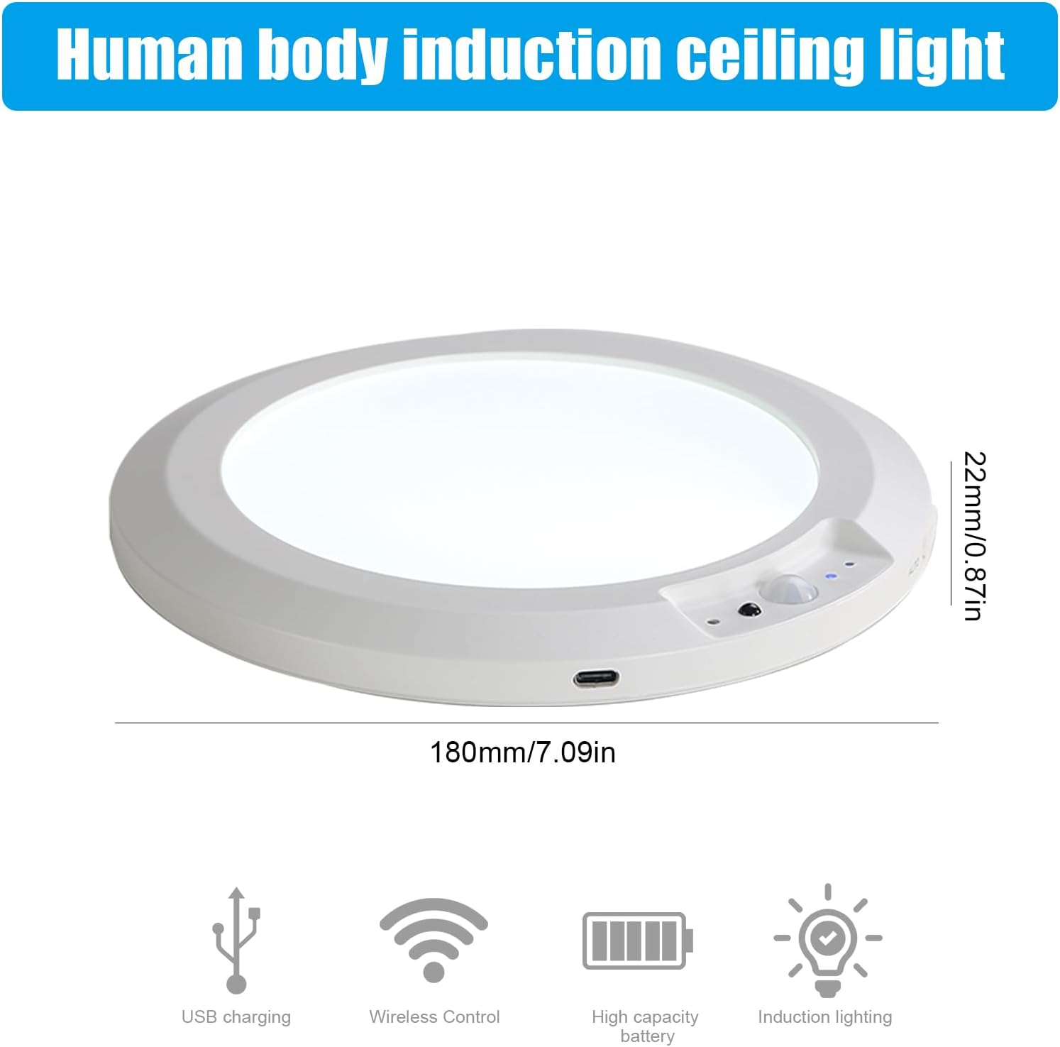 Motion Sensor Ceiling Light Fixture,Cordless Closet Light Battery Operated,Rechargeable Magnetic Mount Plafonnier LED Light for Closet Stair Hallway Shower Shed 3 Color Temperatures,Remote Control image number 5