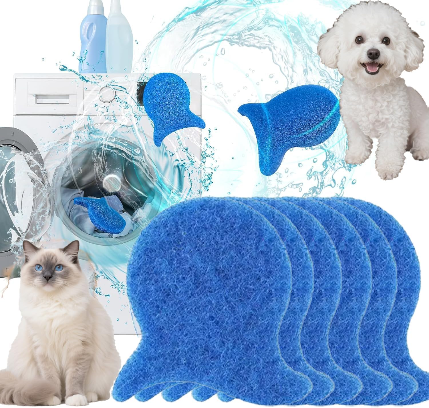 Washing Machine Pet Hair Remover-8 Pcs,Reusable Laundry Pet Hair Catcher Lint Balls Remover, Cat & Dog Hair Remover, Clothing & Household Cleaning,Washing Dryer Balls for Clothing (Deep Blue) image number 2