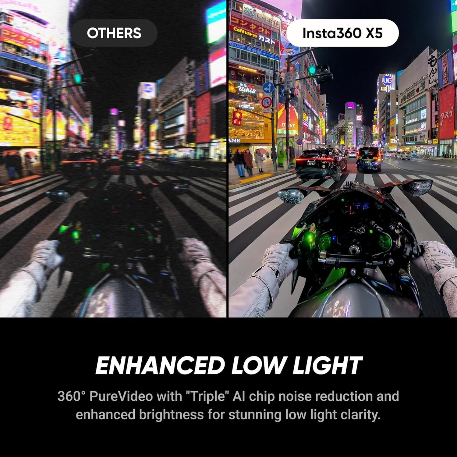 Insta360 X5-8K Waterproof 360 Action Camera, 5.7K60Fps Active HDR, Triple AI Chip for 360 Purevideo, Enhanced Low Light Performance, 185 Min Battery Life, Replaceable Lenses, Flowstate Stabilization image number 2