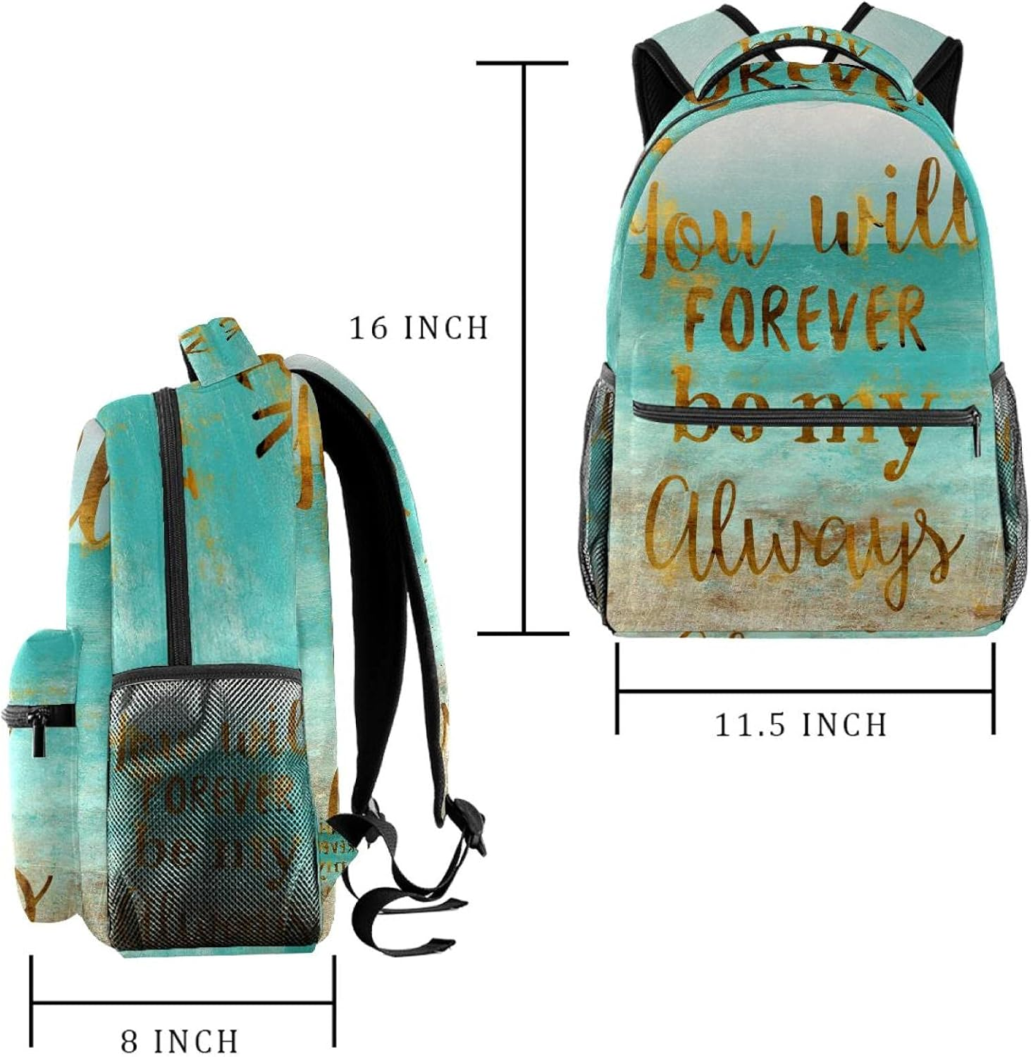 You Will Forever Be My Always Backpack Students Shoulder Bags Travel Bag College School Tote Backpacks image number 2