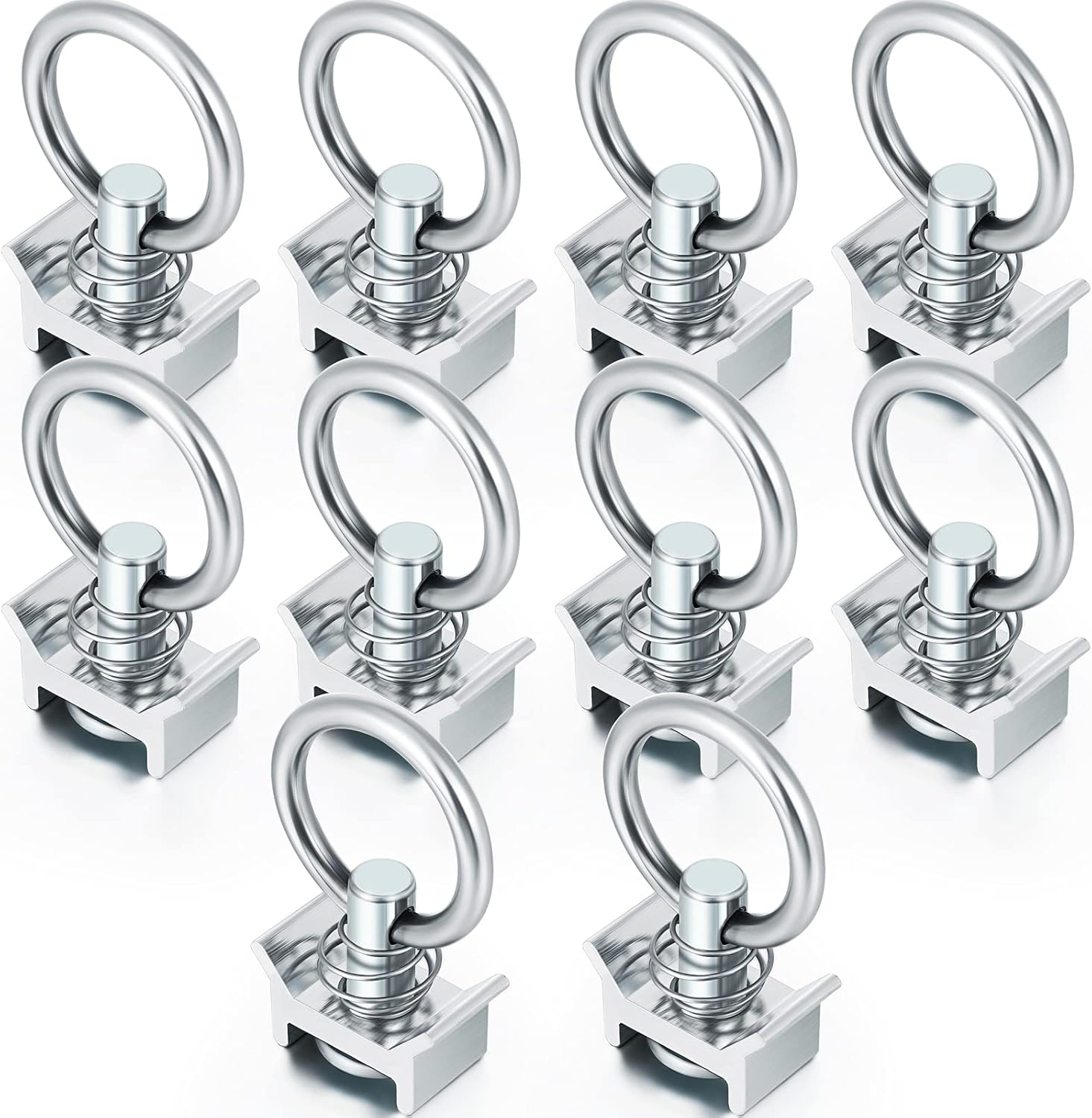 Hotop, Single Stud Fitting L Track 4,000LB Capacity with Stainless Steel round Ring Aluminum Keeper Cargo Control for Airline Track Logistic Installation (10 Pieces) image number 6