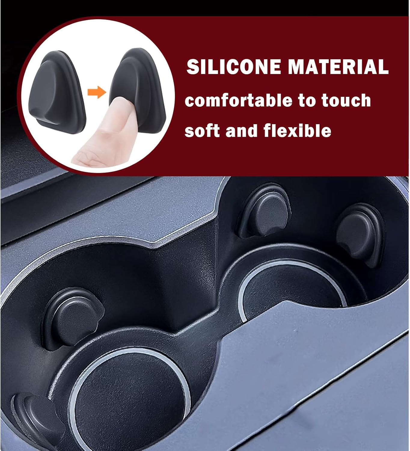 2025 Upgrade Car Cup Holder Insert,Anti-Slip Silicone Cupholder Insert for Car Stabilising Water Cups,Self-Adhesive Automotive Cup Holders Pad for Most Cars/Trucks/Suvs image number 3