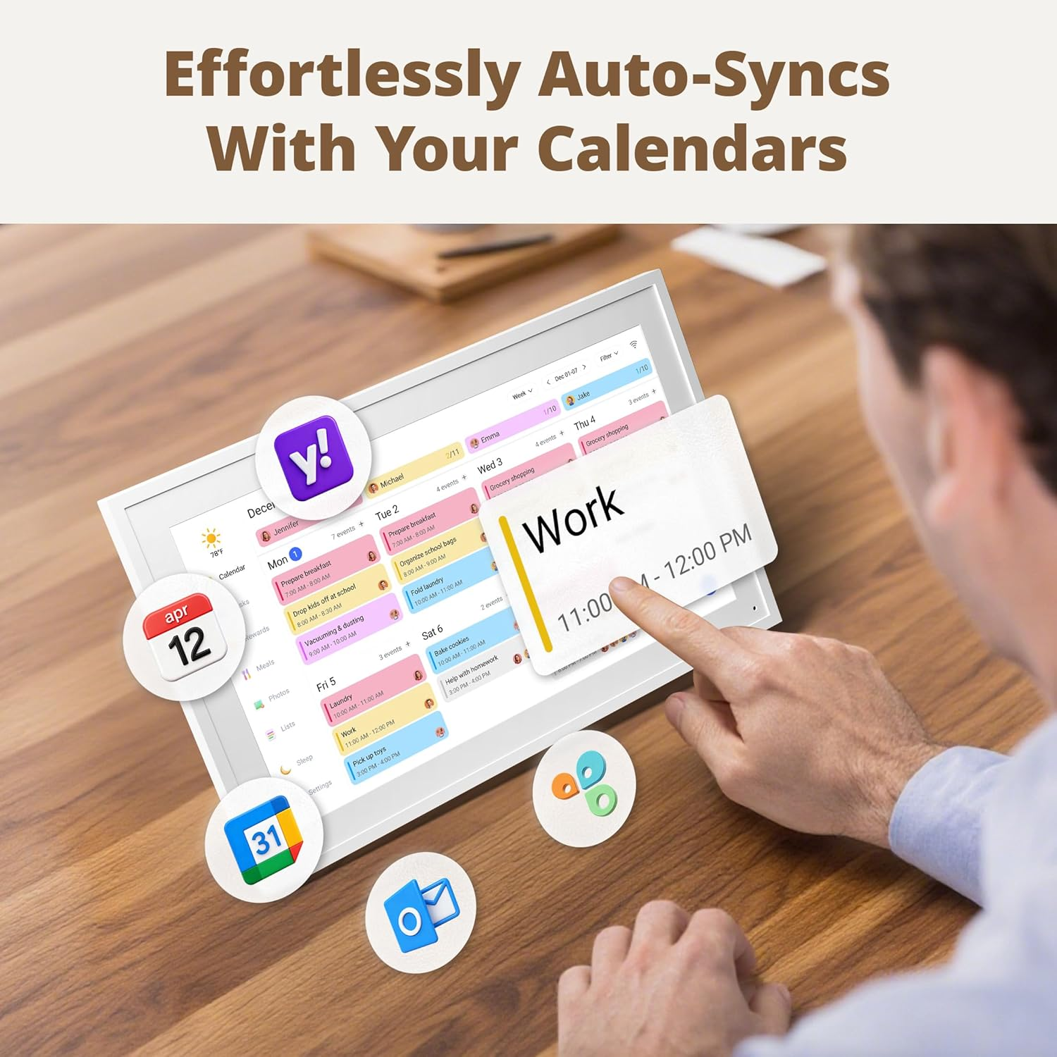 Dragon Touch 15.6" Digital Calendar Chore Chart &ndash; 1080P Full HD Interactive Touchscreen, 2026 Smart Family Planner, Hearth Display Digital Calendar Wall & Desk Mountable for Seamless Scheduling with AU Adapter image number 2