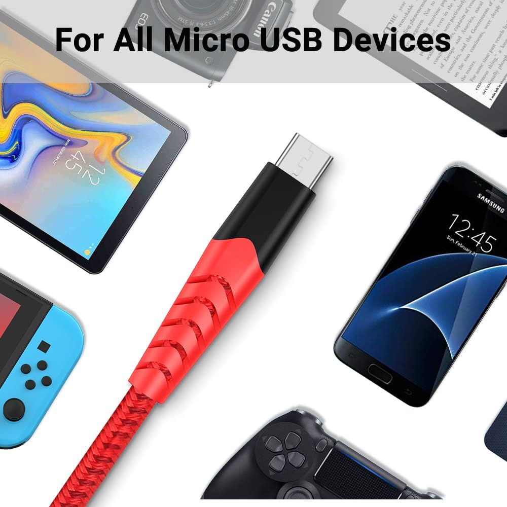 AHGEIIY Micro USB Cable 2M 3Pack, Micro USB Charger Cable Nylon Braided USB to Micro USB Cable Android Charger for Galaxy S7 S6, Note LG Nexus Nokia Kindle image number 4