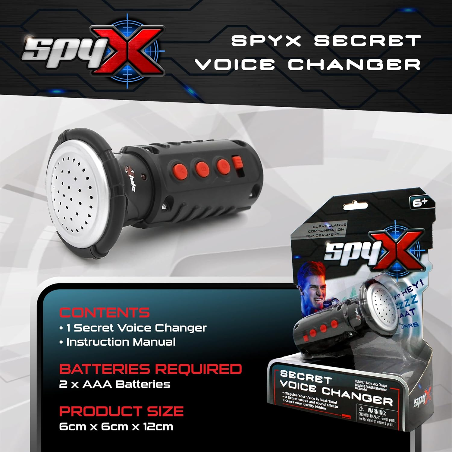 Spyx: Spy Toys, Secret Voice Changer, Black, 10537