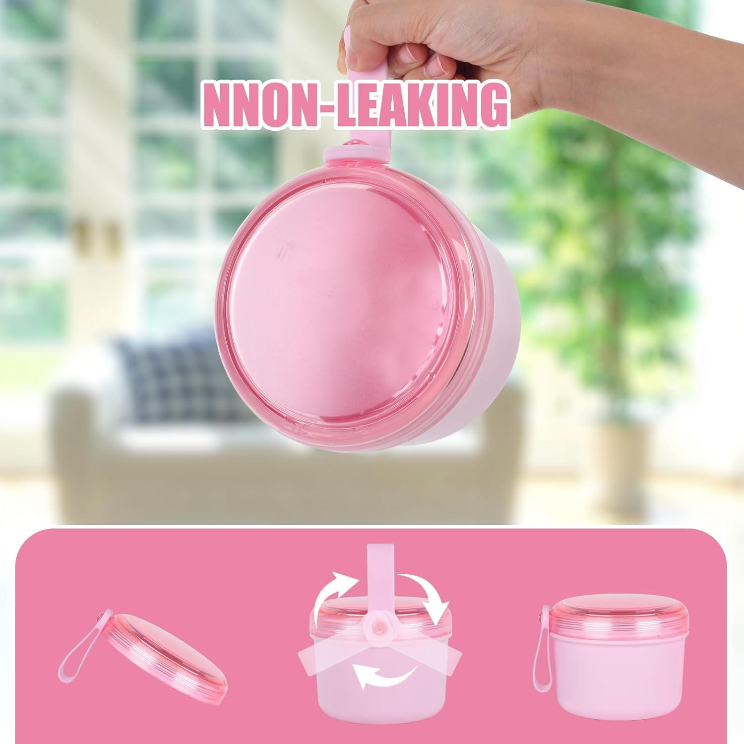 DIDATOOL Denture Bath Case, No-Leak Denture Cup, Large Capacity Denture Box, Portable Storage for All Types of Dentures Orthodontic Appliances, Perfect for Traveling and Daily Use - Transparent Pink image number 3